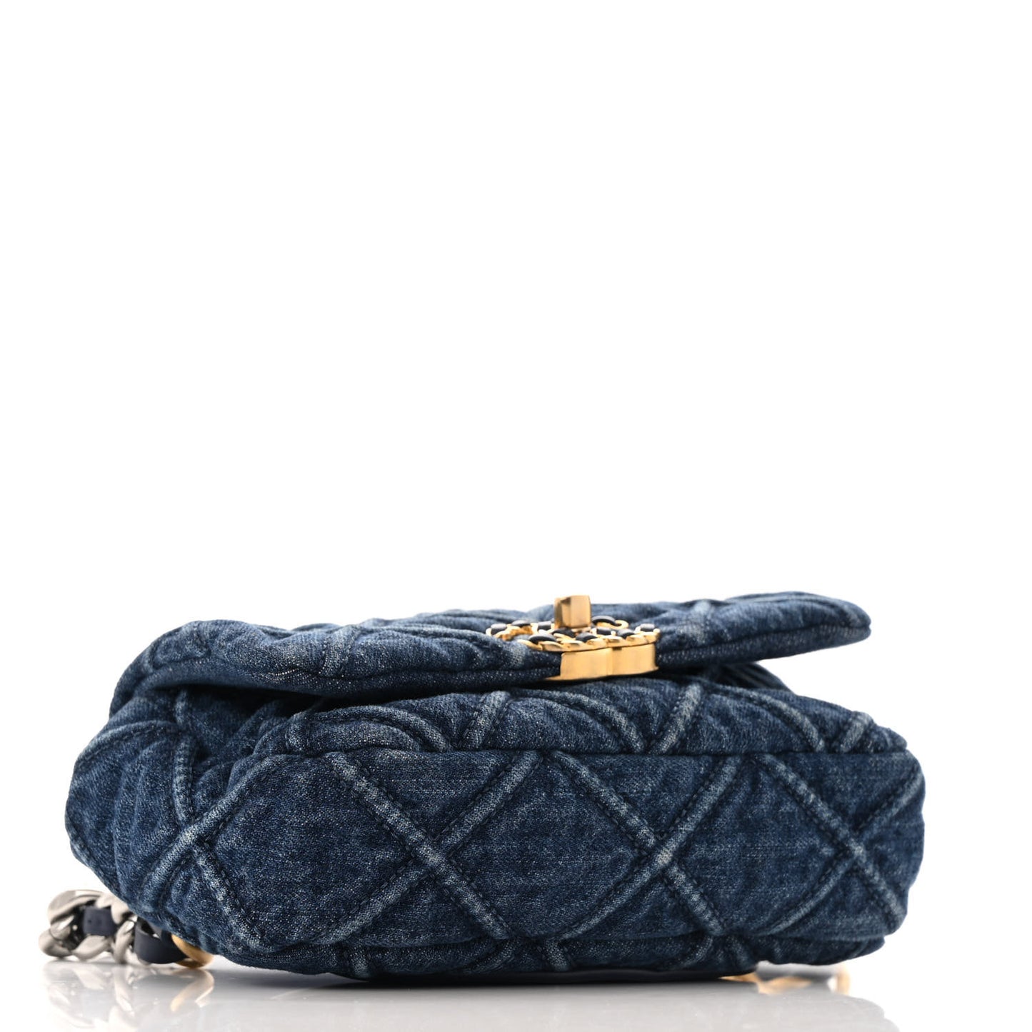 Denim Quilted Chanel 19 Waist Bag Blue