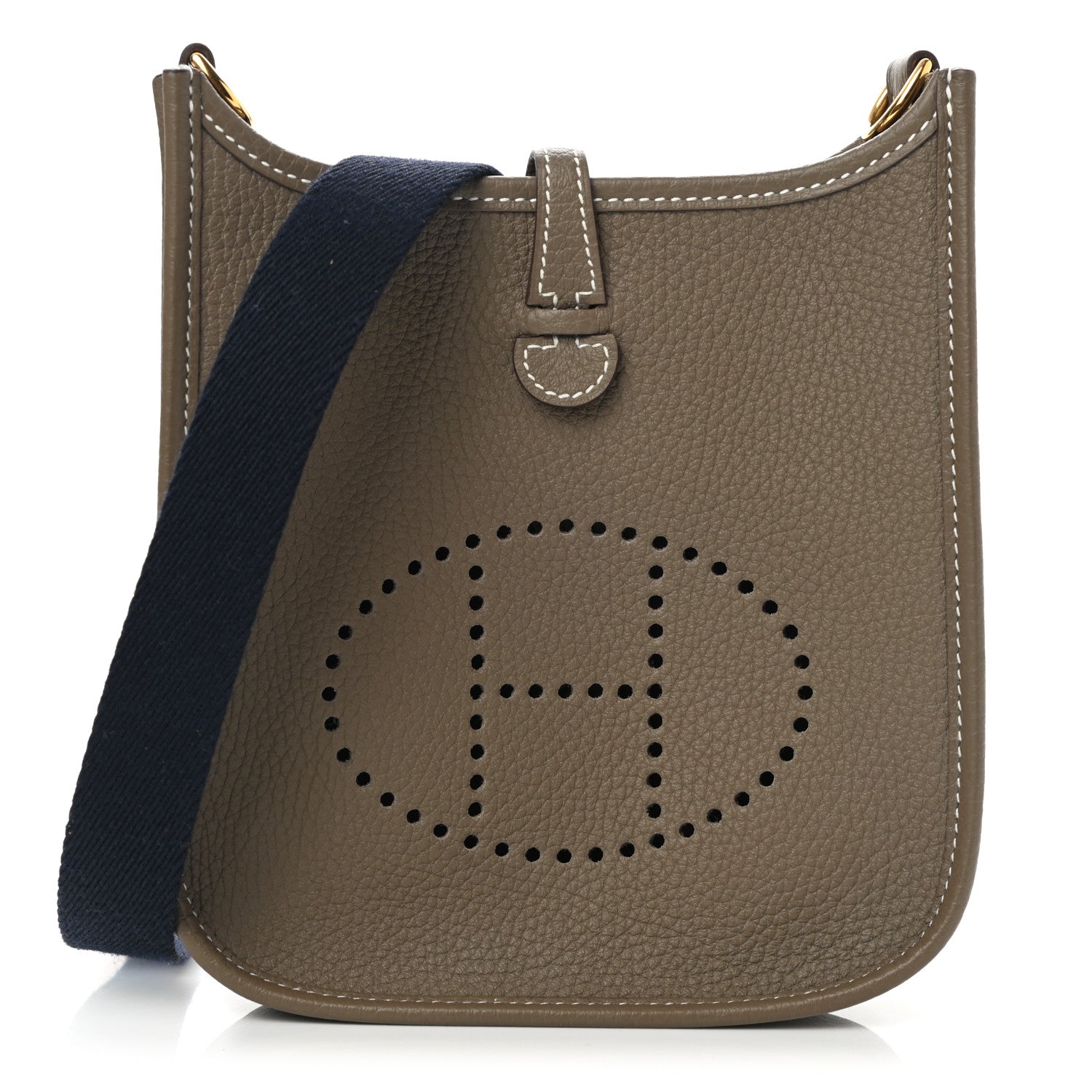 Hermes Taurillon Clemence Amazone Evelyne TPM Etoupe Bleu Indigo 1 of 9