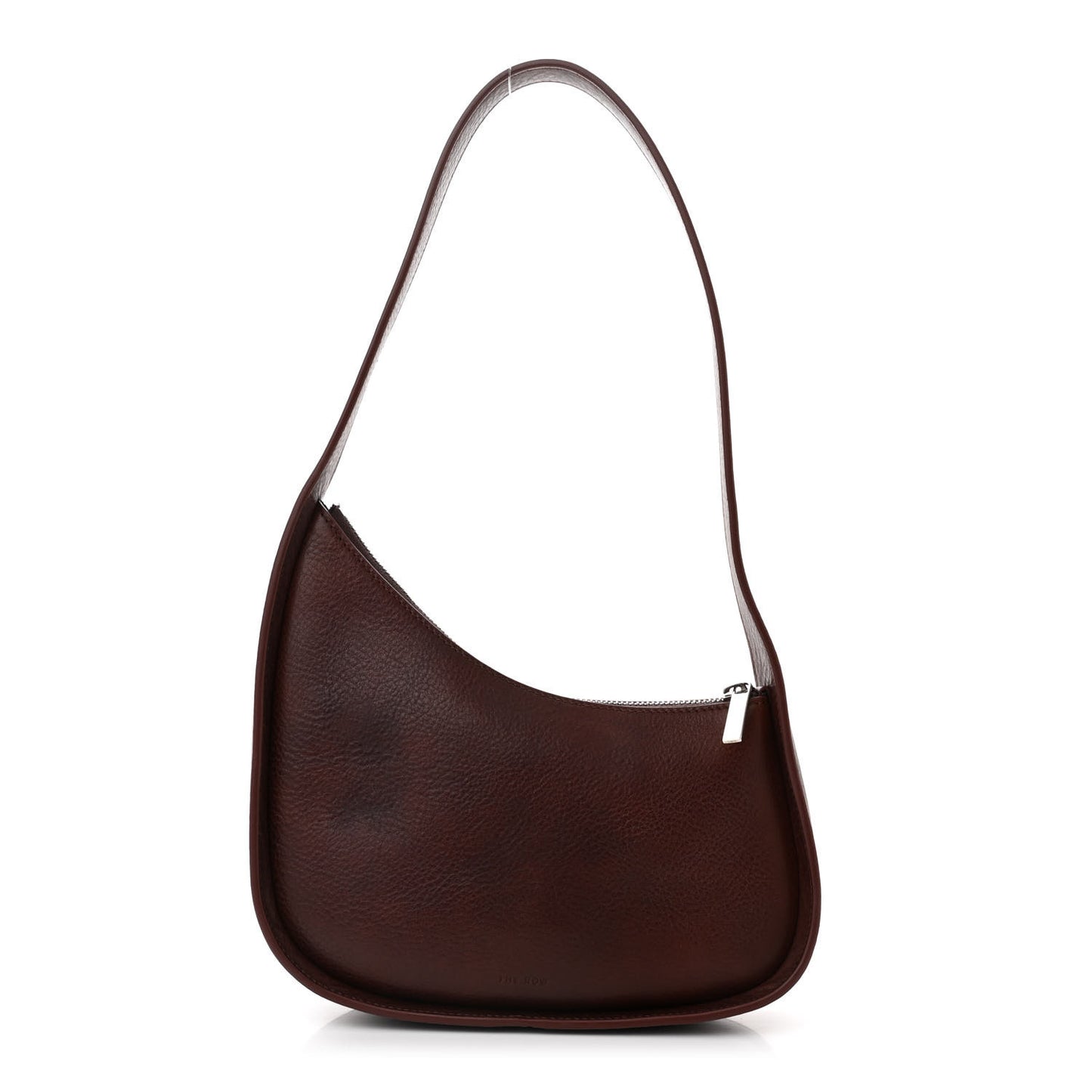 Grained Calfskin Half Moon Shoulder Bag Burnt Wood