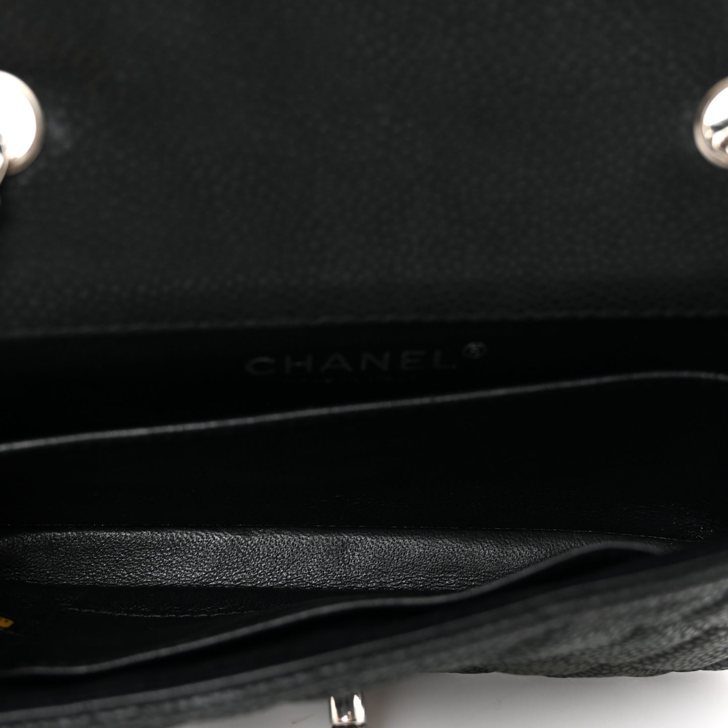 Iridescent Caviar Quilted Extra Mini Flap Black