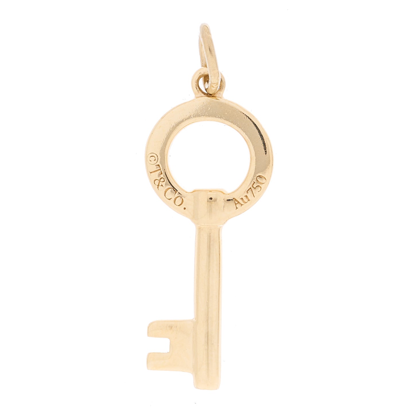 18K Yellow Gold Diamond Modern Keys Open Round Key Pendant