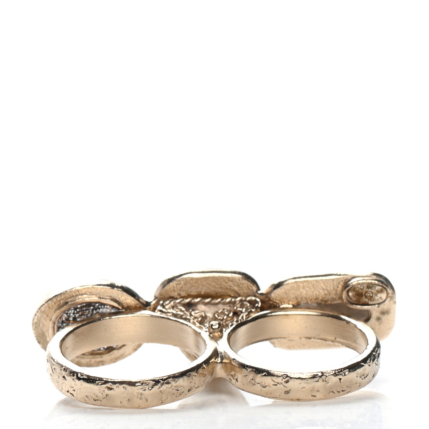 Chanel Resin CC Double Ring 52 6 Golden Multi Beige 3 of 4