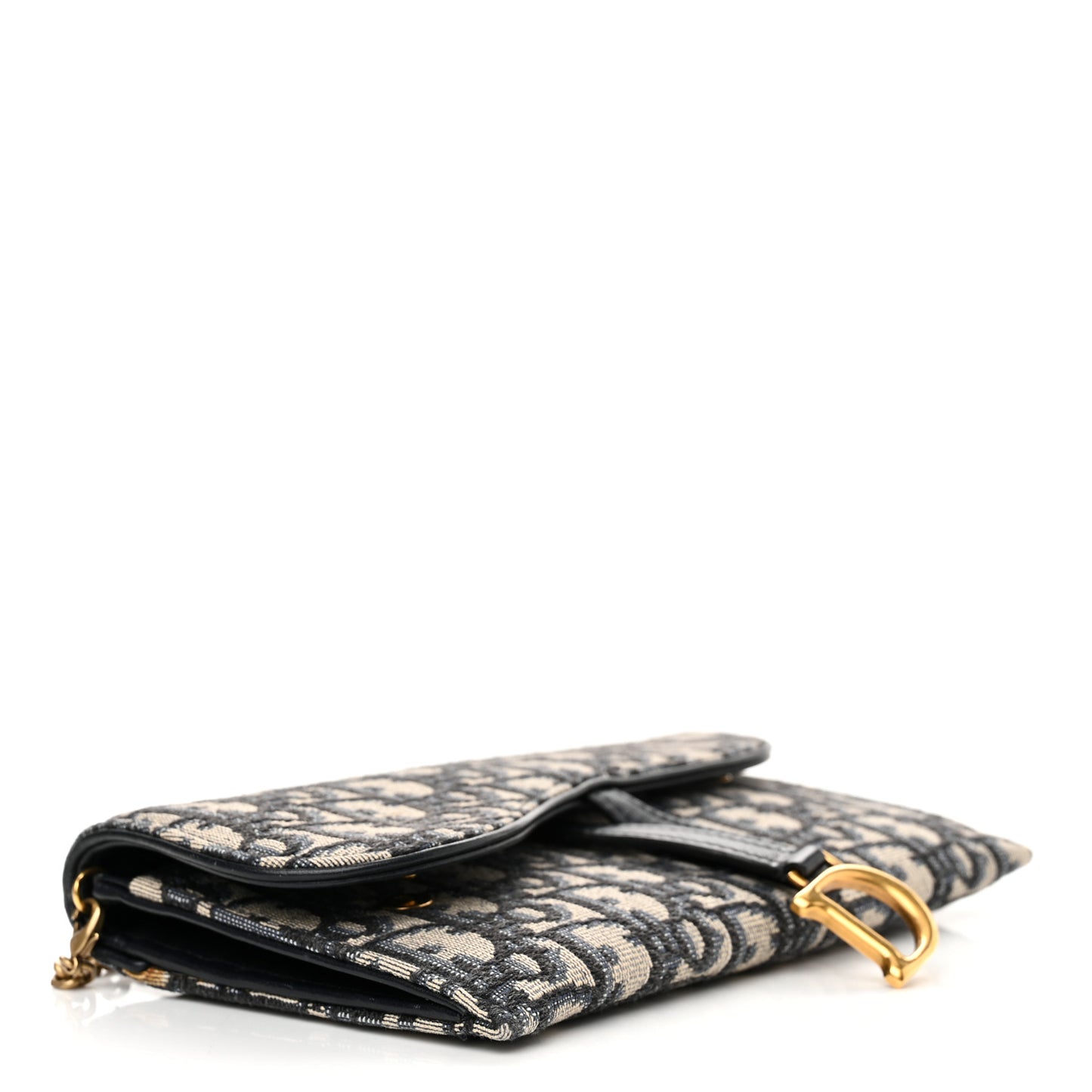 Oblique Saddle Chain Long Wallet Blue