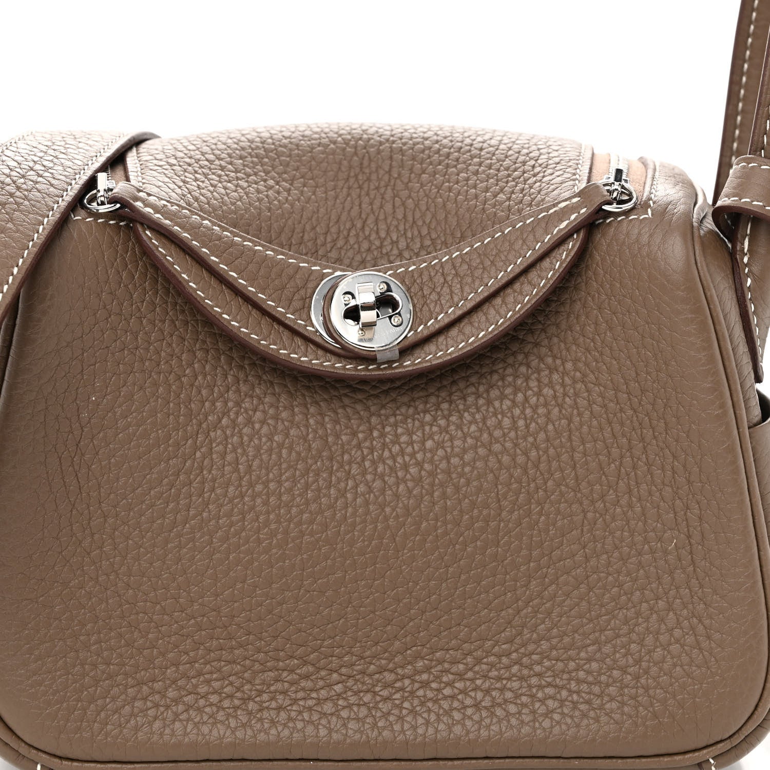 Hermes Taurillon Clemence Mini Lindy 20 Etoupe 7 of 10