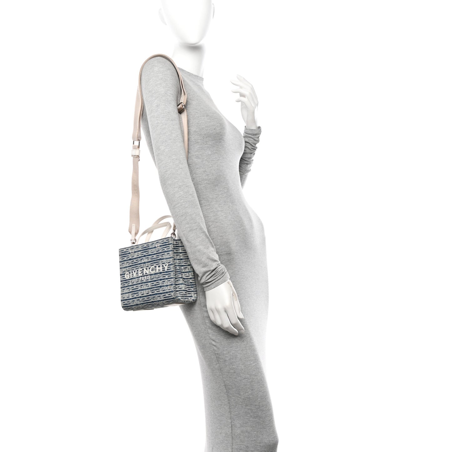 Washed Denim Mini G Shopping Tote Blue