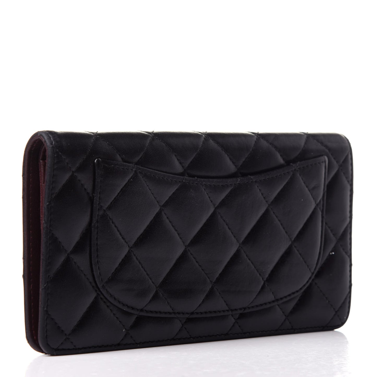Lambskin Quilted Yen Wallet Black
