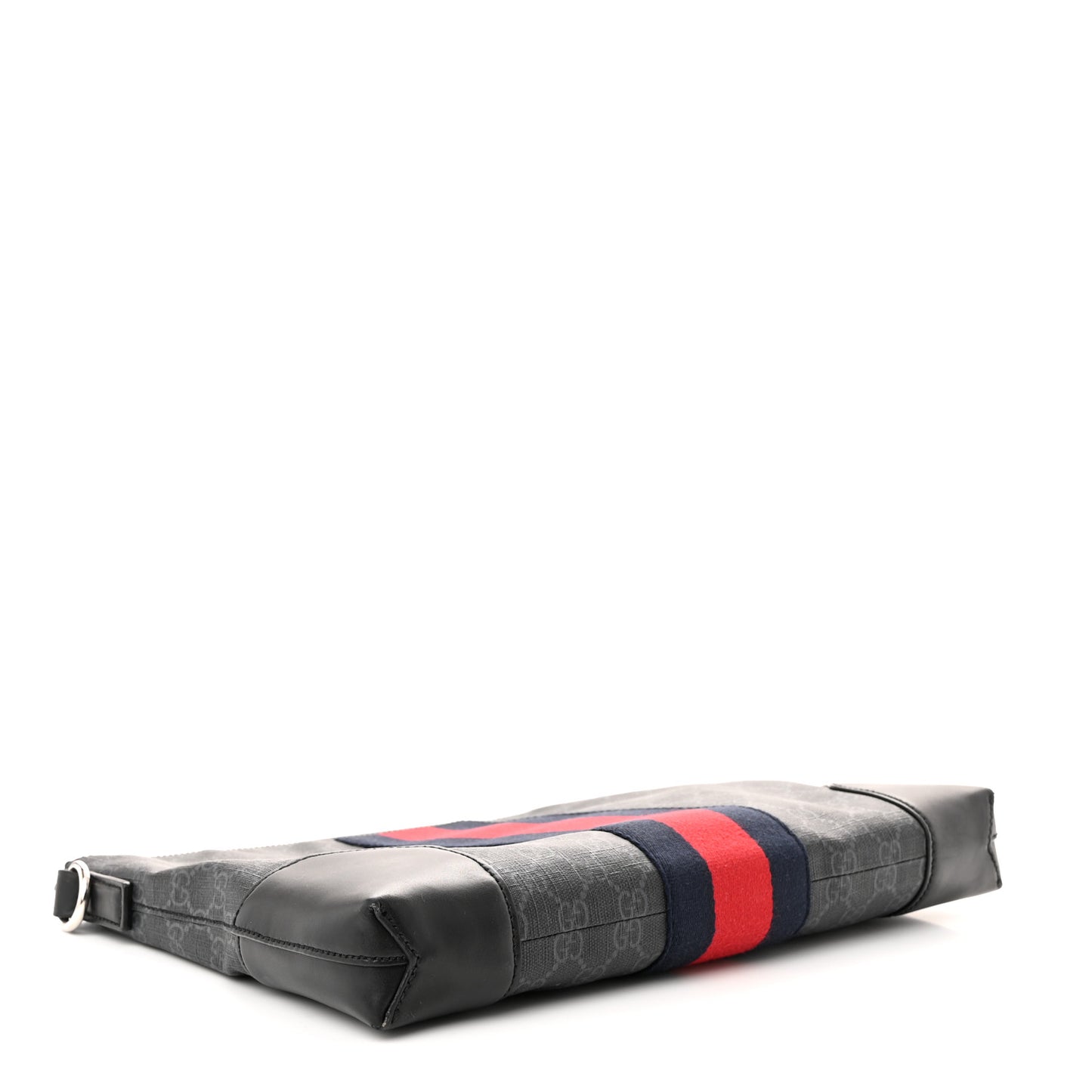 Soft GG Supreme Monogram Appia Calfskin Web East West Messenger Bag Black Grey