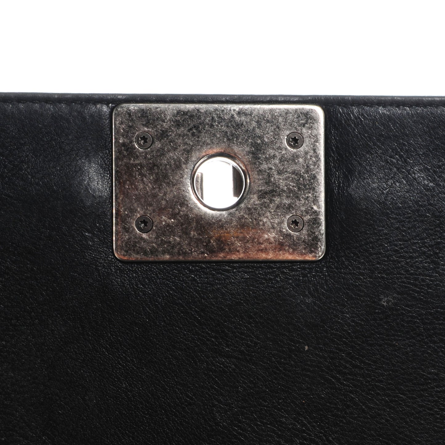 Calfskin Quilted Large Boy Flap Black