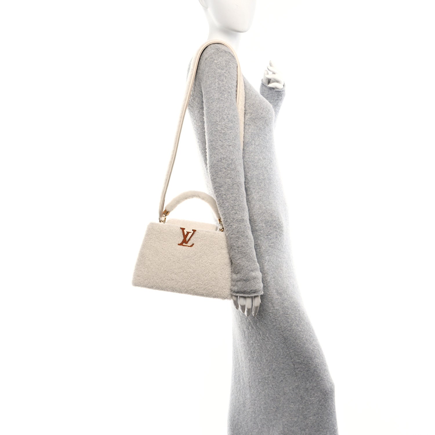 Louis Vuitton Shearling Calfskin Capucines BB White 2 of 9