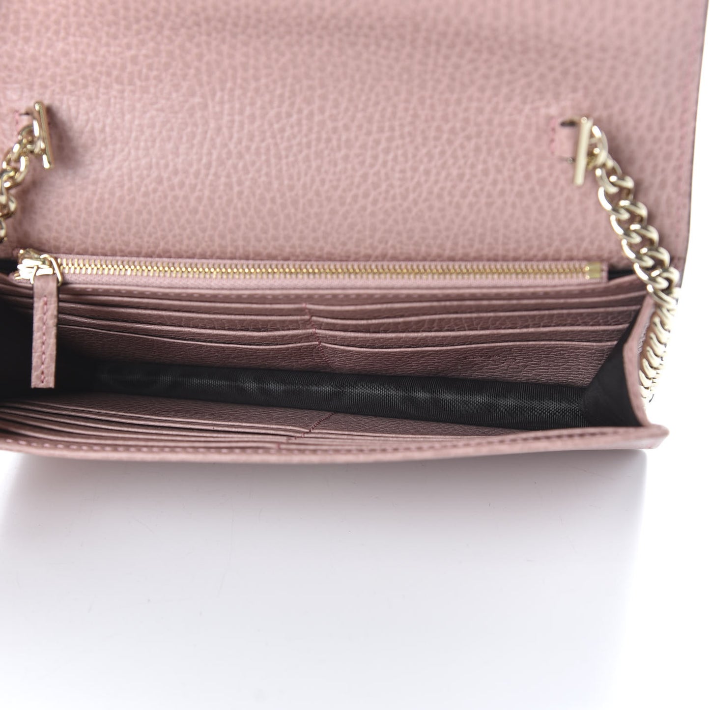 Dollar Calfskin Interlocking G Chain Wallet Soft Pink