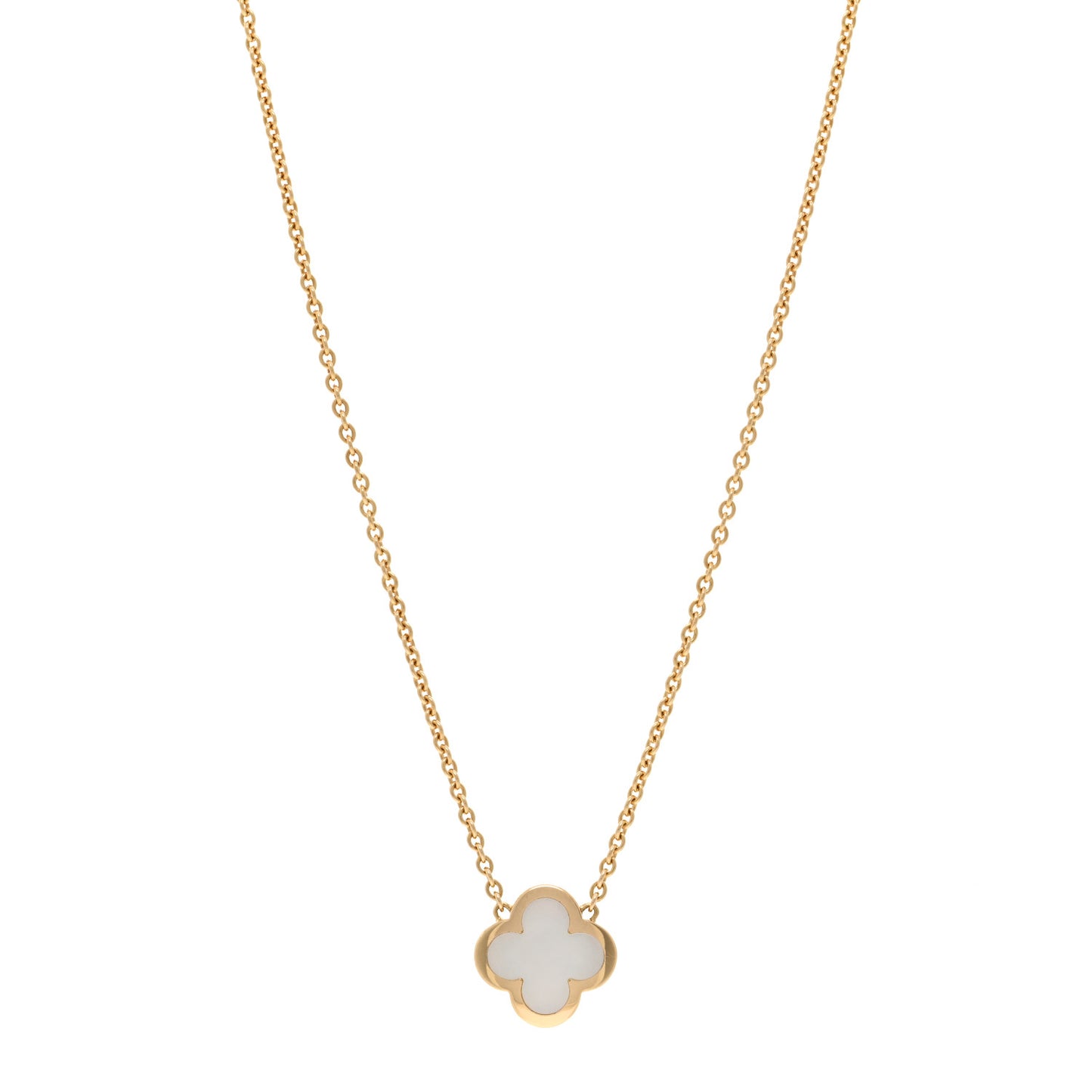 18K Yellow Gold Mother of Pearl Pure Alhambra Pendant Necklace