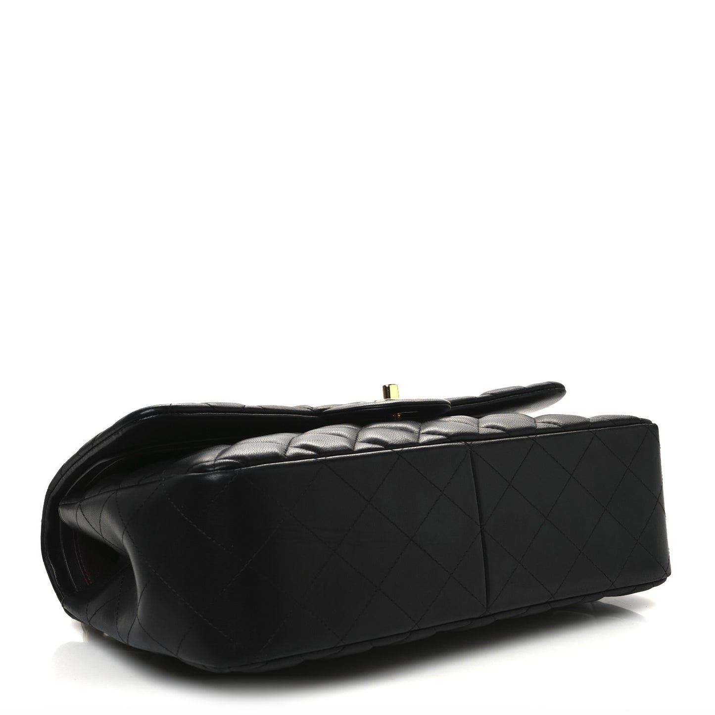 Lambskin Quilted Jumbo Double Flap Black