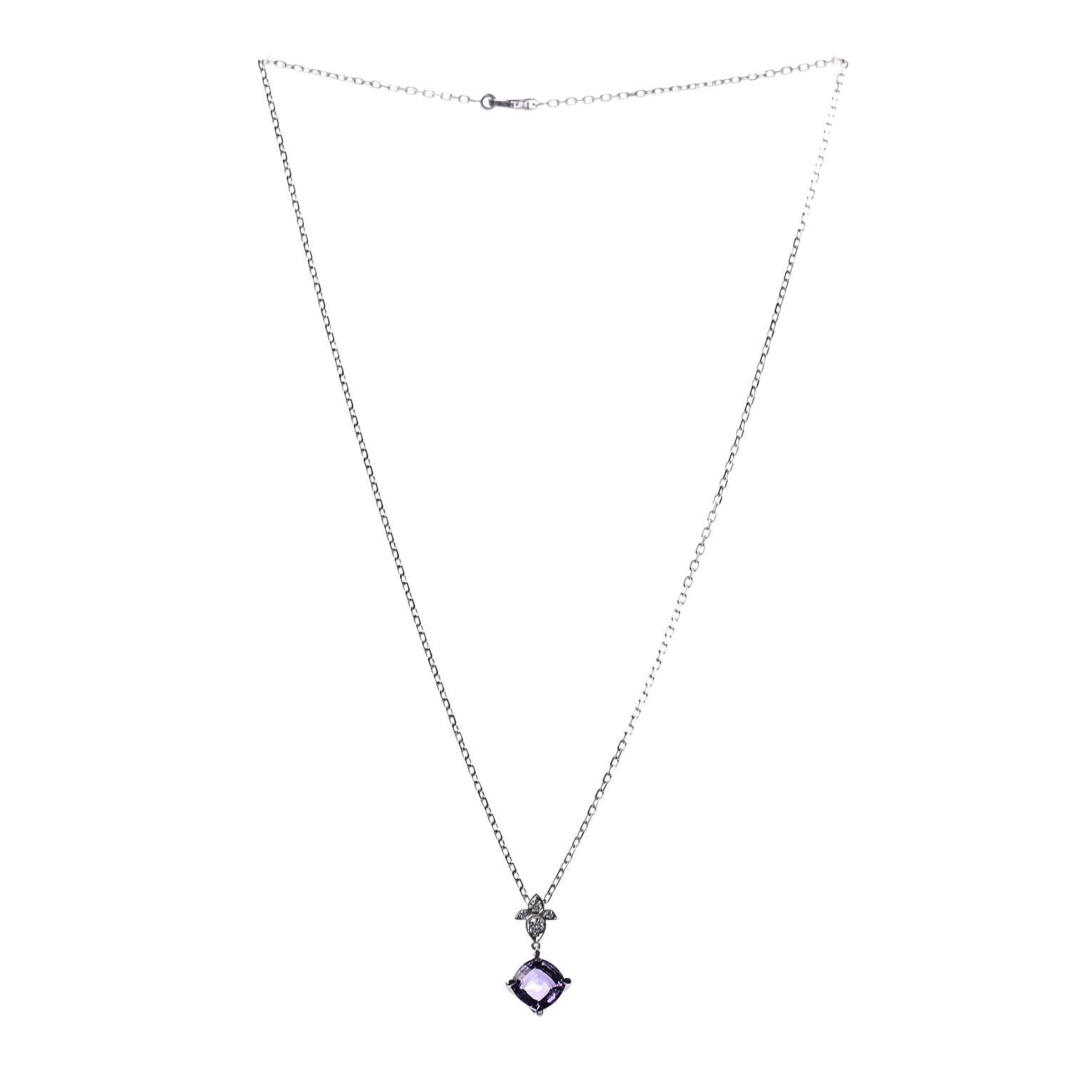 Cartier 18K White Gold Diamond Amethyst Hindu Mysterieuse Pendant Necklace 3 of 6