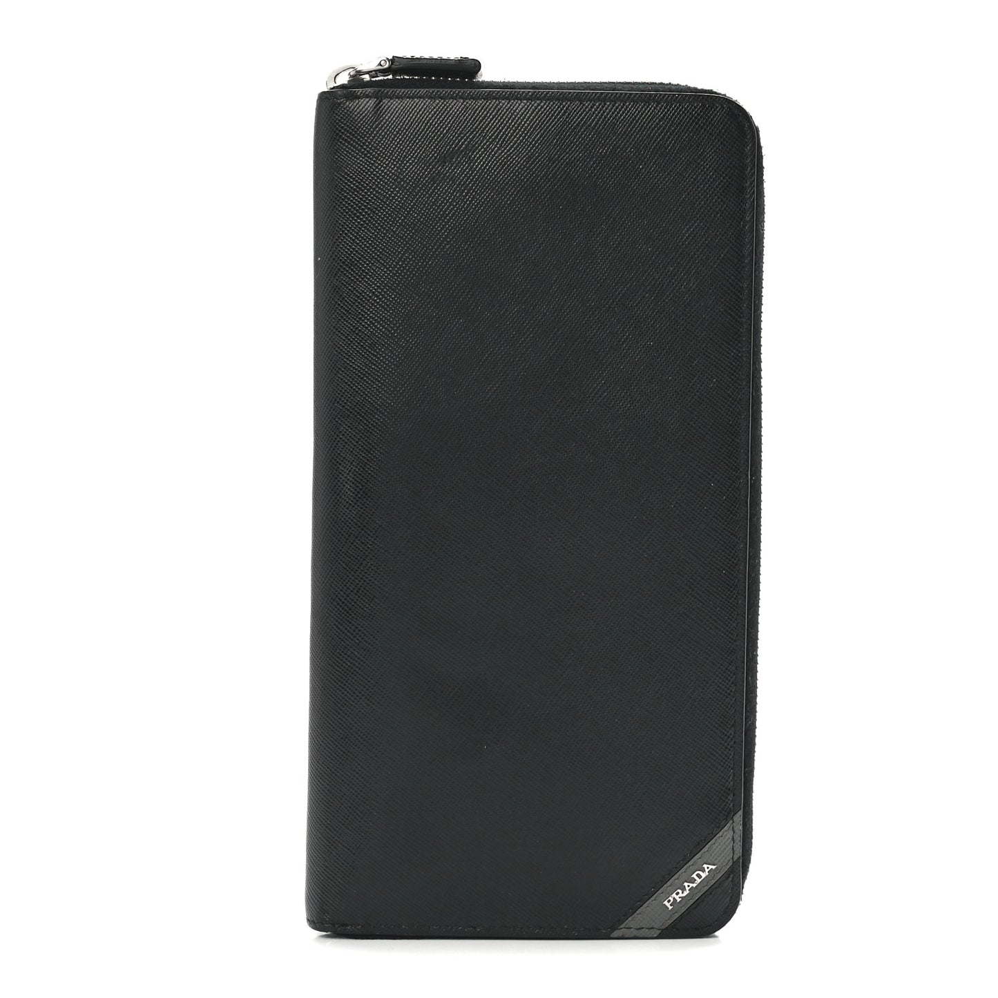 Saffiano Large Zip Around Travel Wallet Black