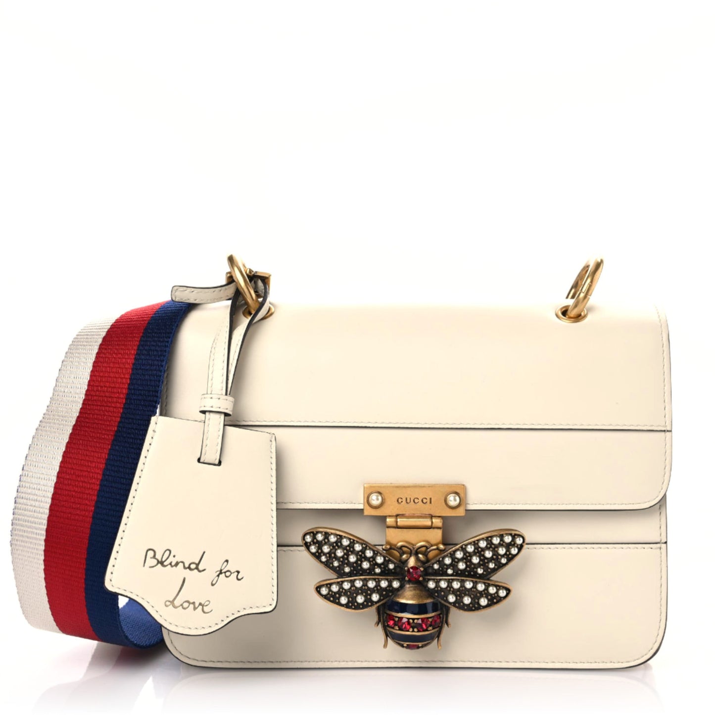Calfskin Sylvie Web Queen Margaret Shoulder Bag White
