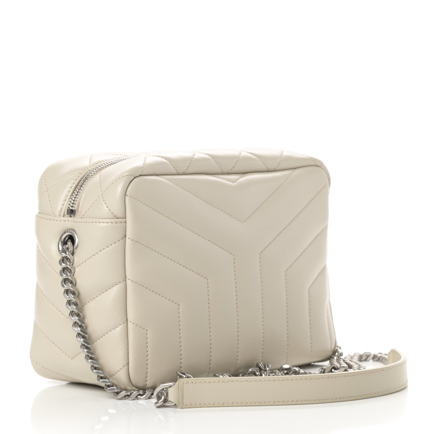Saint Laurent Calfskin Y Quilted Monogram Small Loulou Bowling Bag Ivory 3 of 10