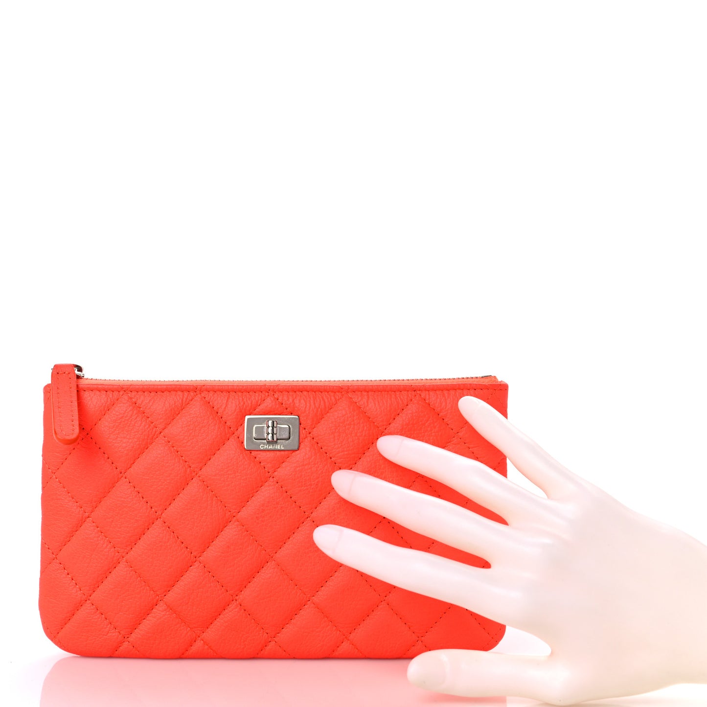 Goatskin Quilted Medium Reissue Cosmetic Case Orange