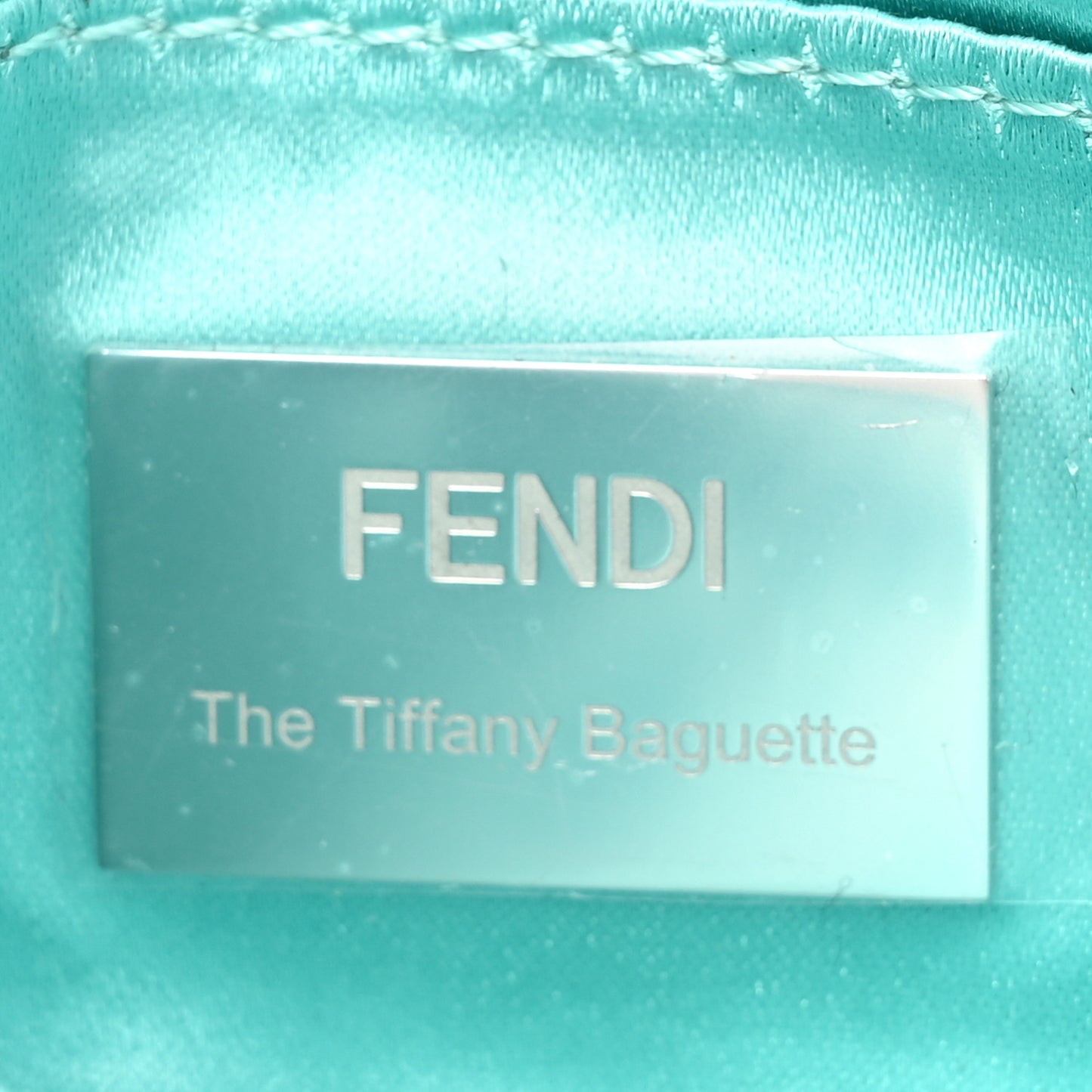 X TIFFANY Satin Silk Sterling Silver Nano Maxi Buckle Baguette Tiffany Blue