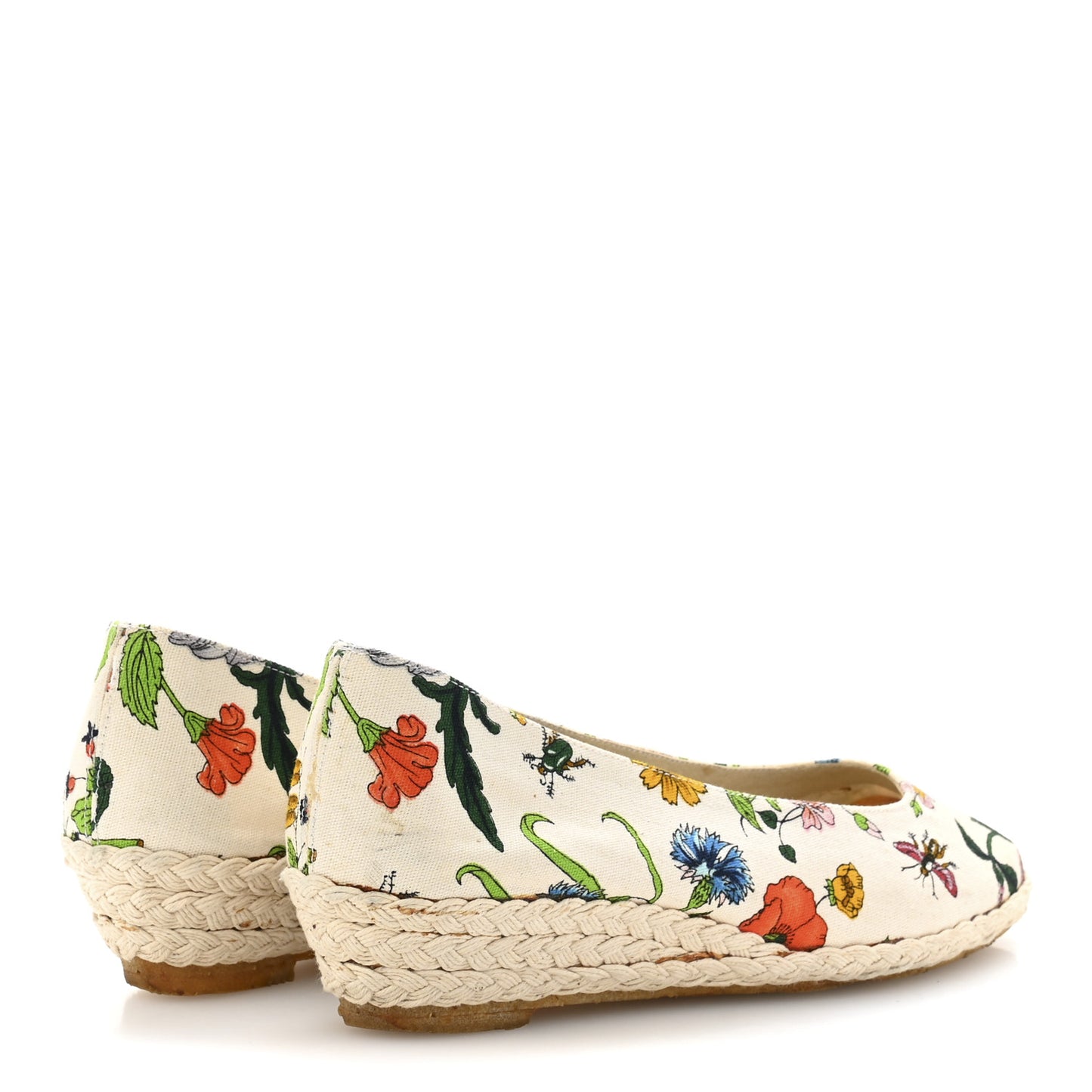Canvas Flora Print Espadrilles Short Wedges 37 White Multicolor