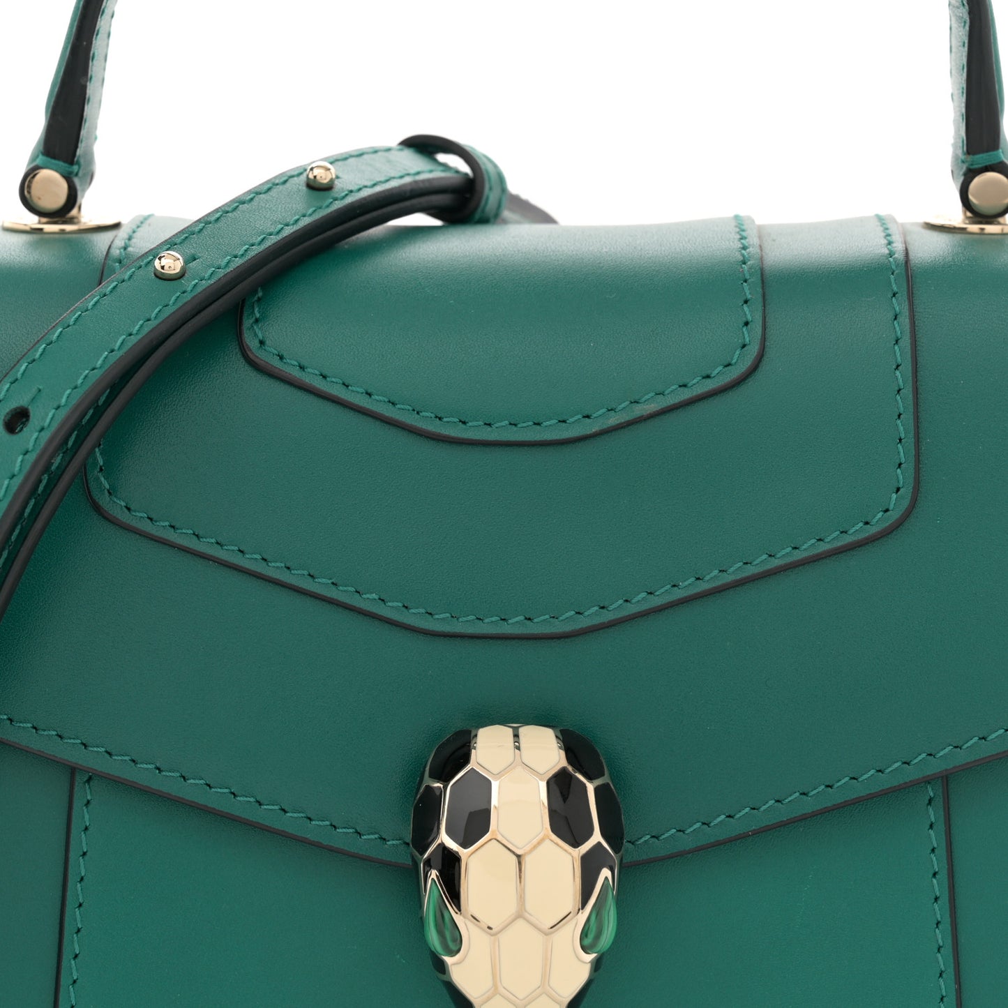 Calfskin Serpenti Forever Top Handle Emerald Green