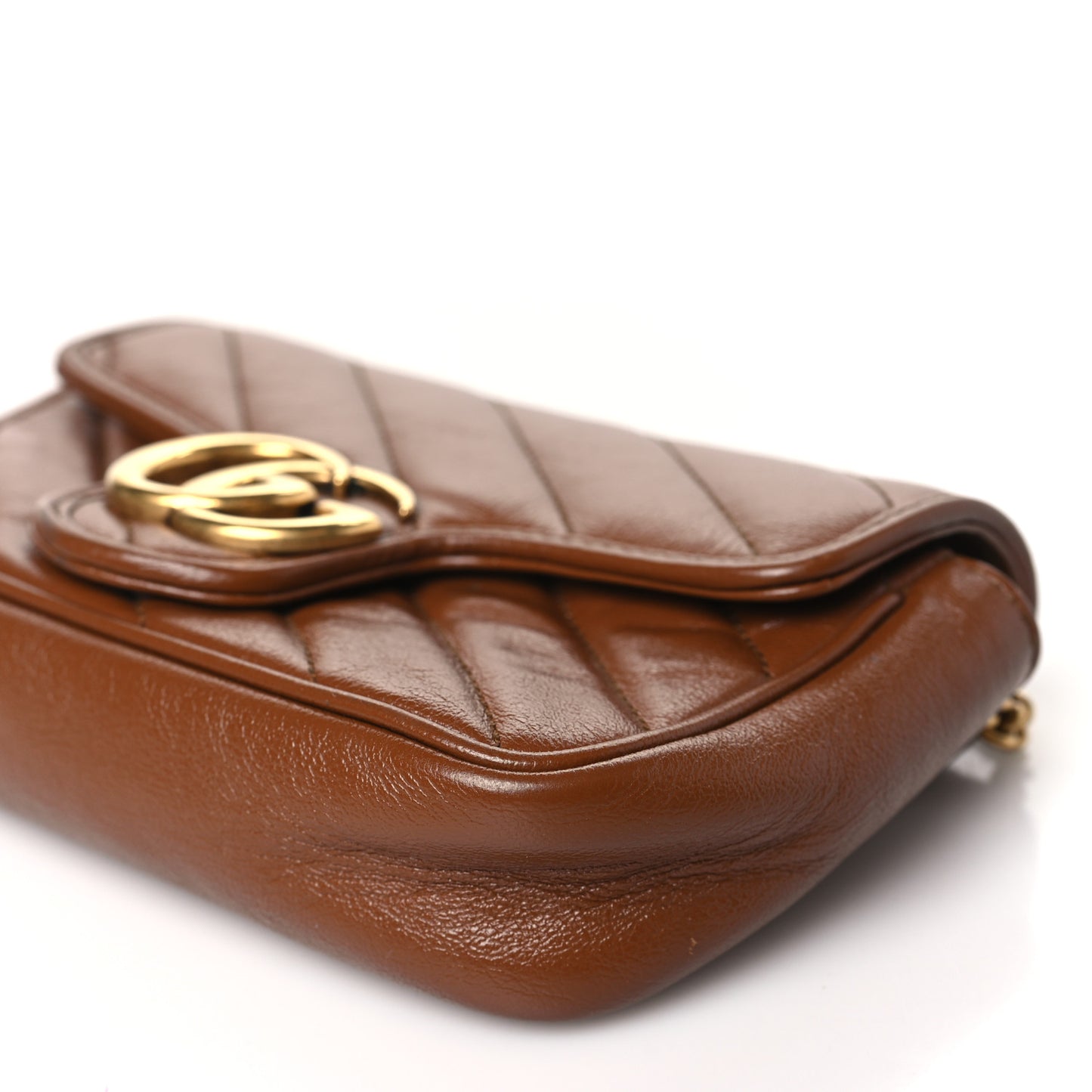 Azalea Calfskin Matelasse Diagonal Super Mini GG Marmont Shoulder Bag Cuir