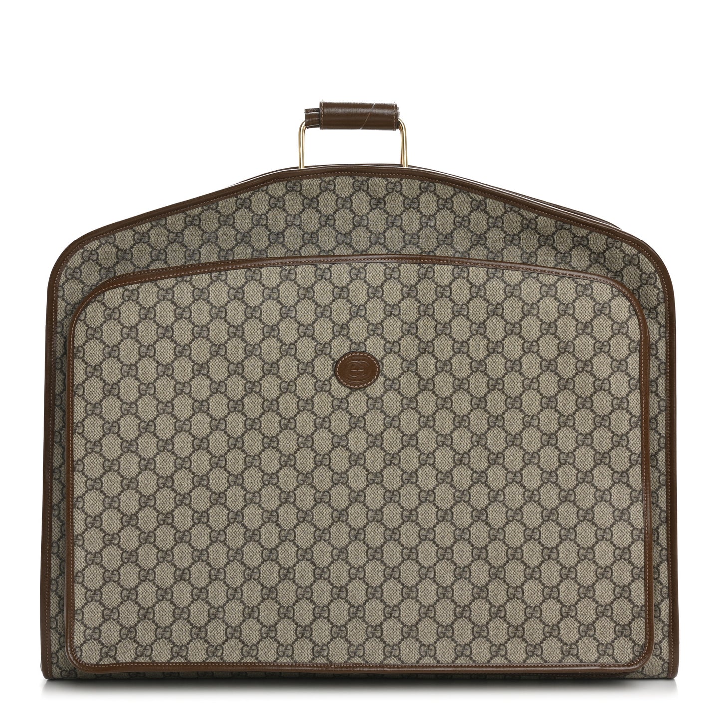 GG Supreme Monogram Azalea Calfskin Retro Interlocking G Hanger Garment Bag Beige Ebony Brown Sugar