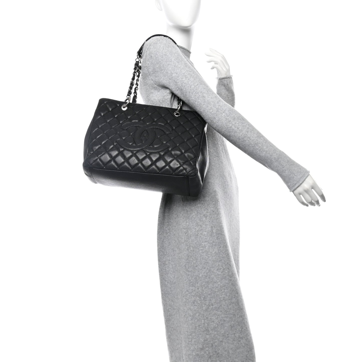 Caviar Quilted Grand Shopping Tote GST Black