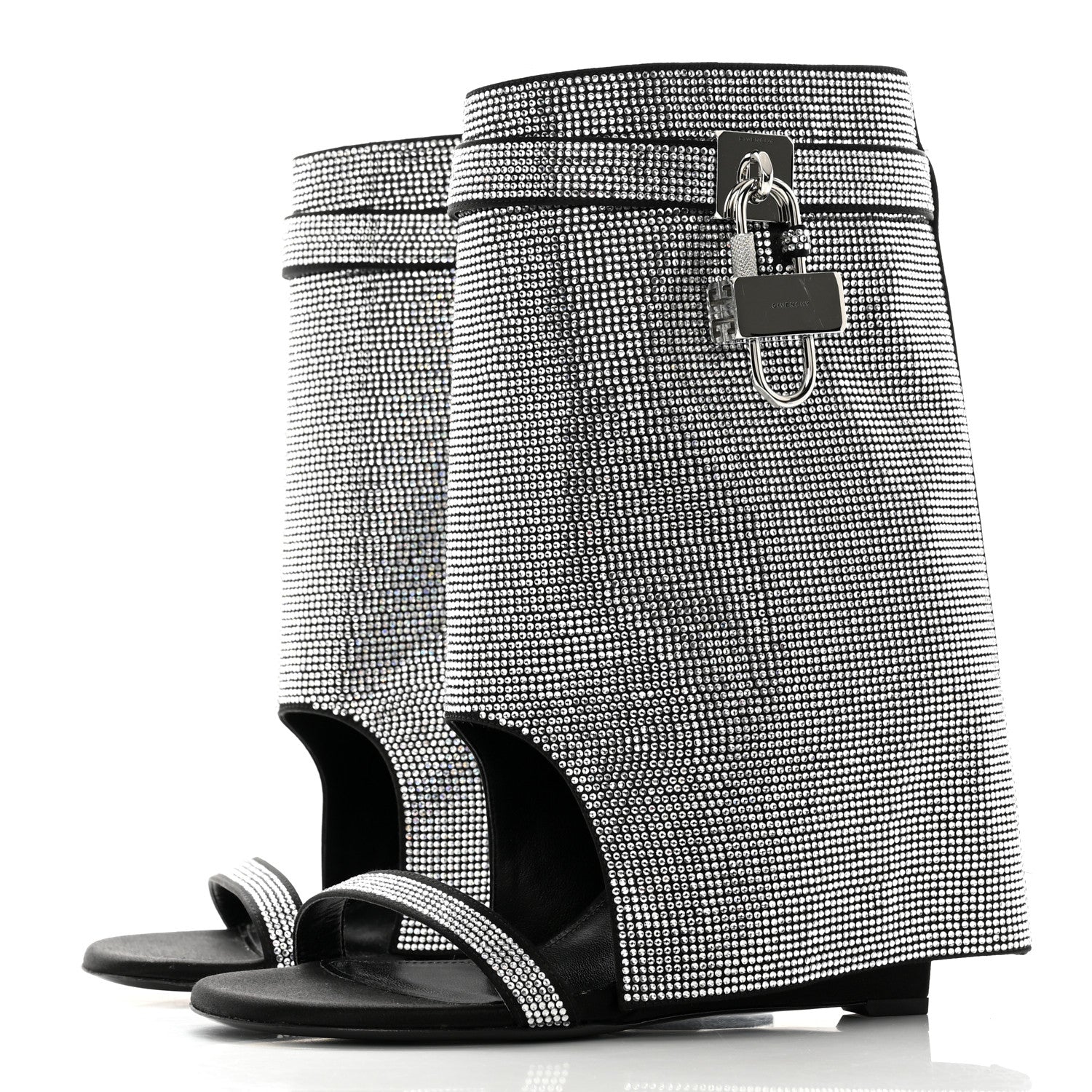 Givenchy Strass Shark Lock Sandals 38 Silvery 3 of 8