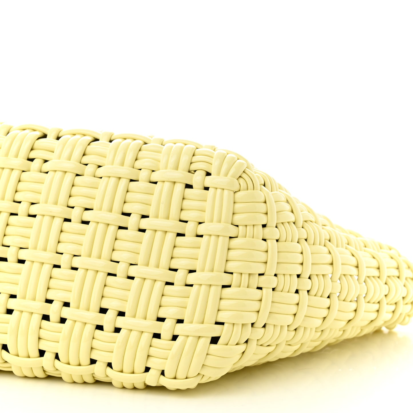 Varnished Faux Calfskin Braided XS Bistro Basket Pale Yellow