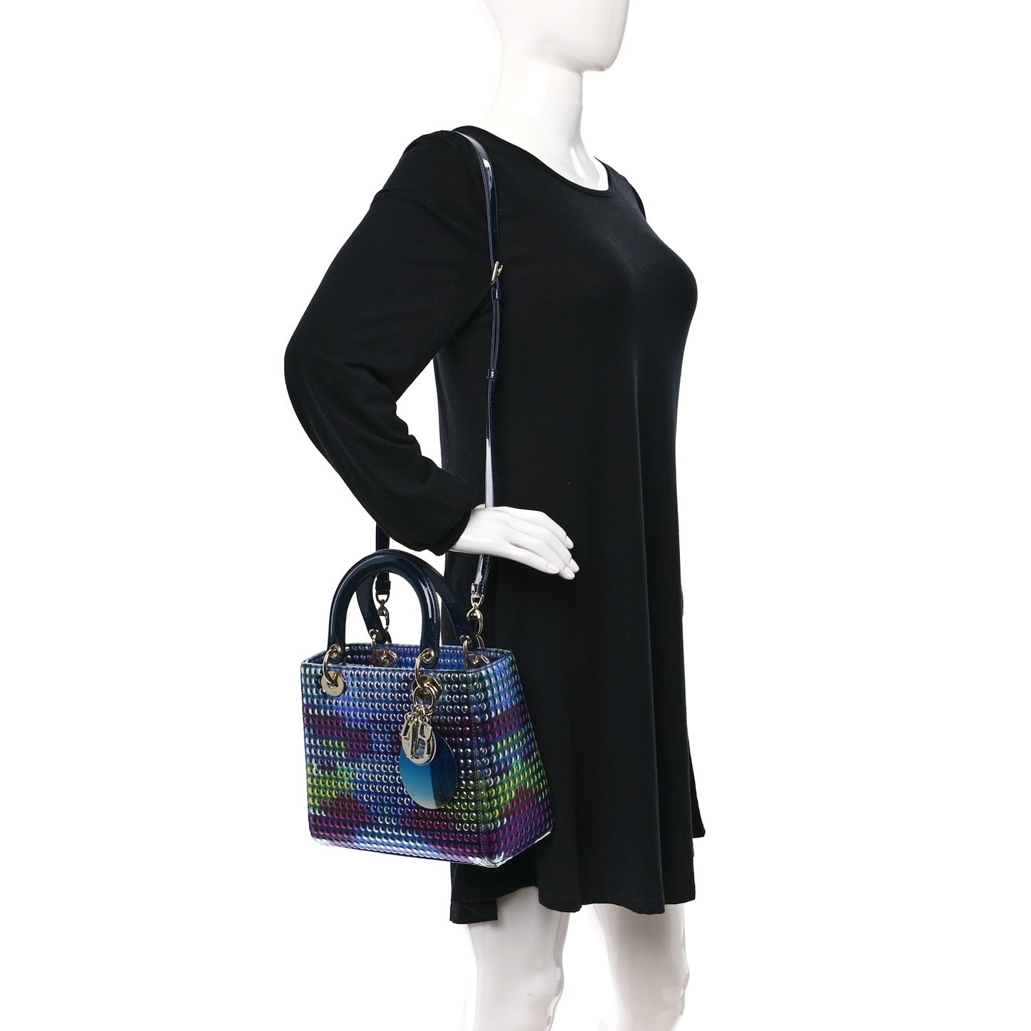 Patent Studded Medium Li Shurui Lady Dior Art Black Multicolor