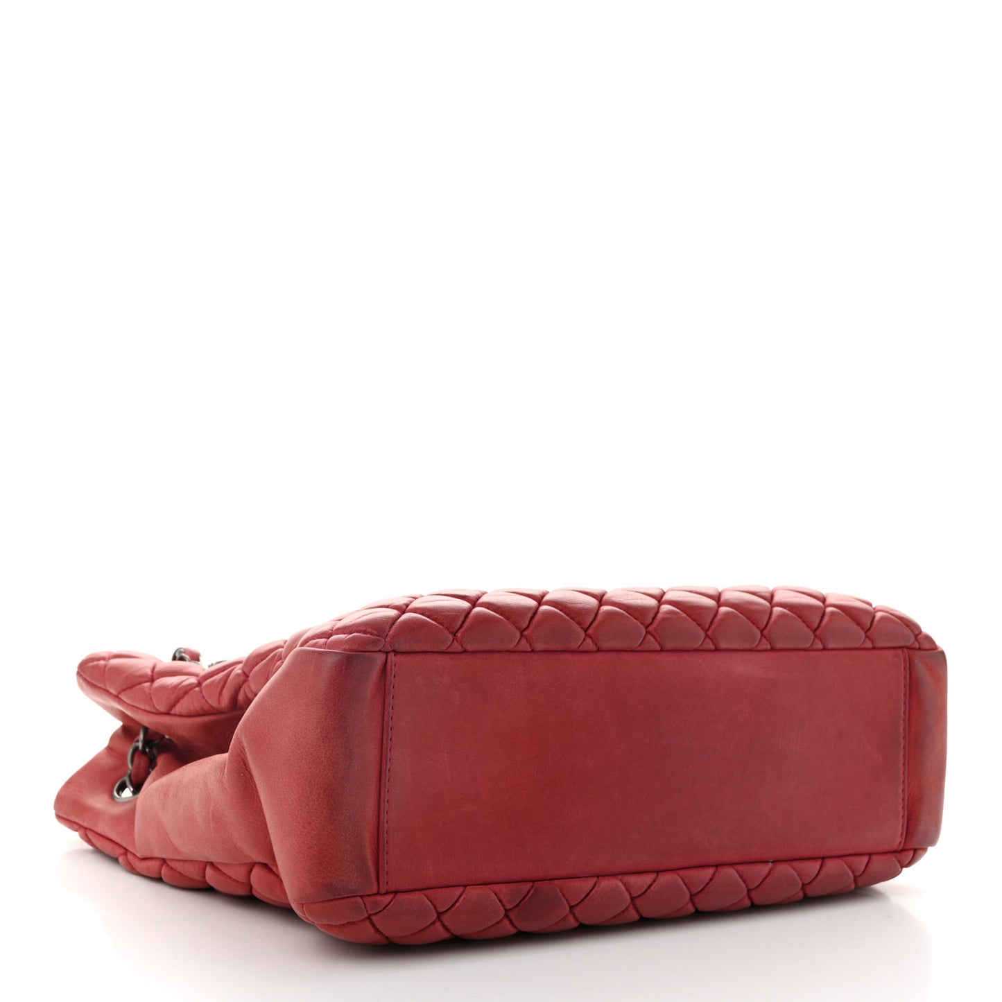 Iridescent Calfskin Small New Bubble Quilt Tote Red