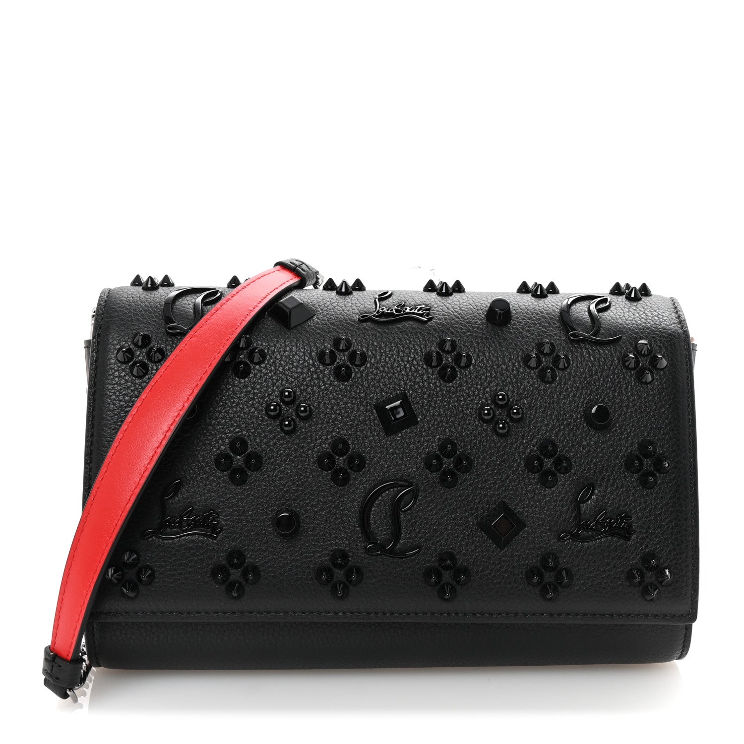特価‼️Christian Louboutin ブラックケース Funky - Pouch - Calf leather and spikes - Black - Christian
