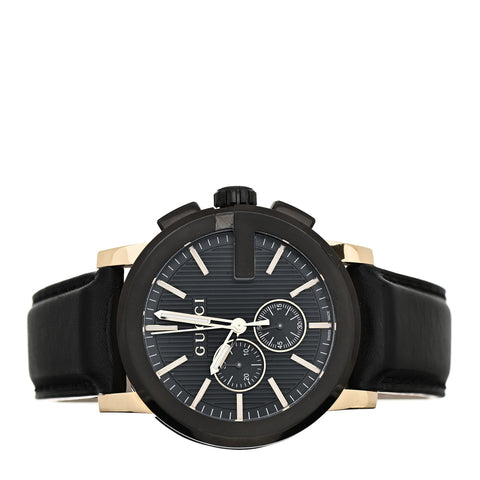 PVD Stainless Steel Calfskin 44mm G-Chrono Quartz Watch Black