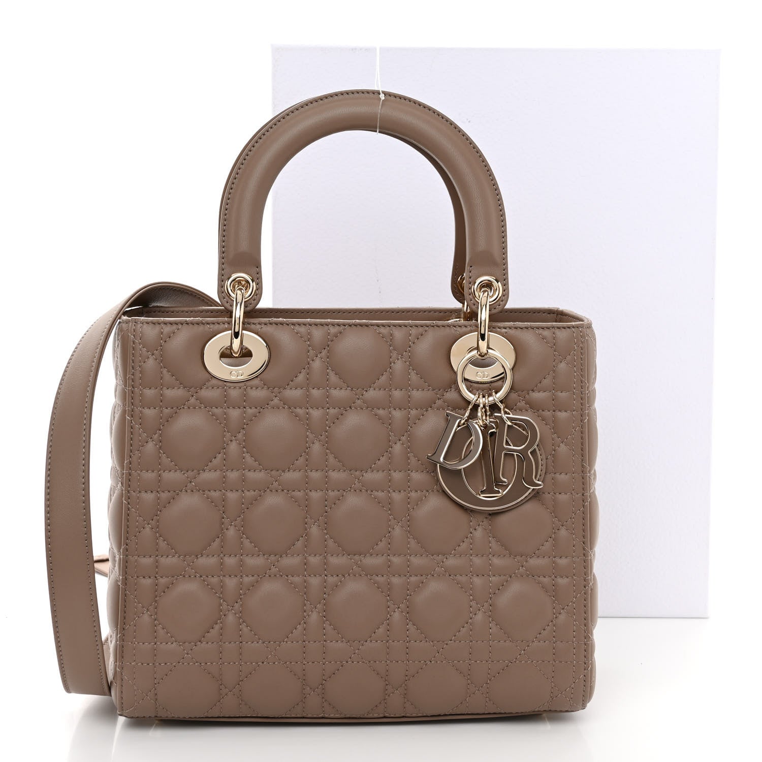 Christian Dior Lambskin Cannage Medium Lady Dior Warm Taupe 2 of 10