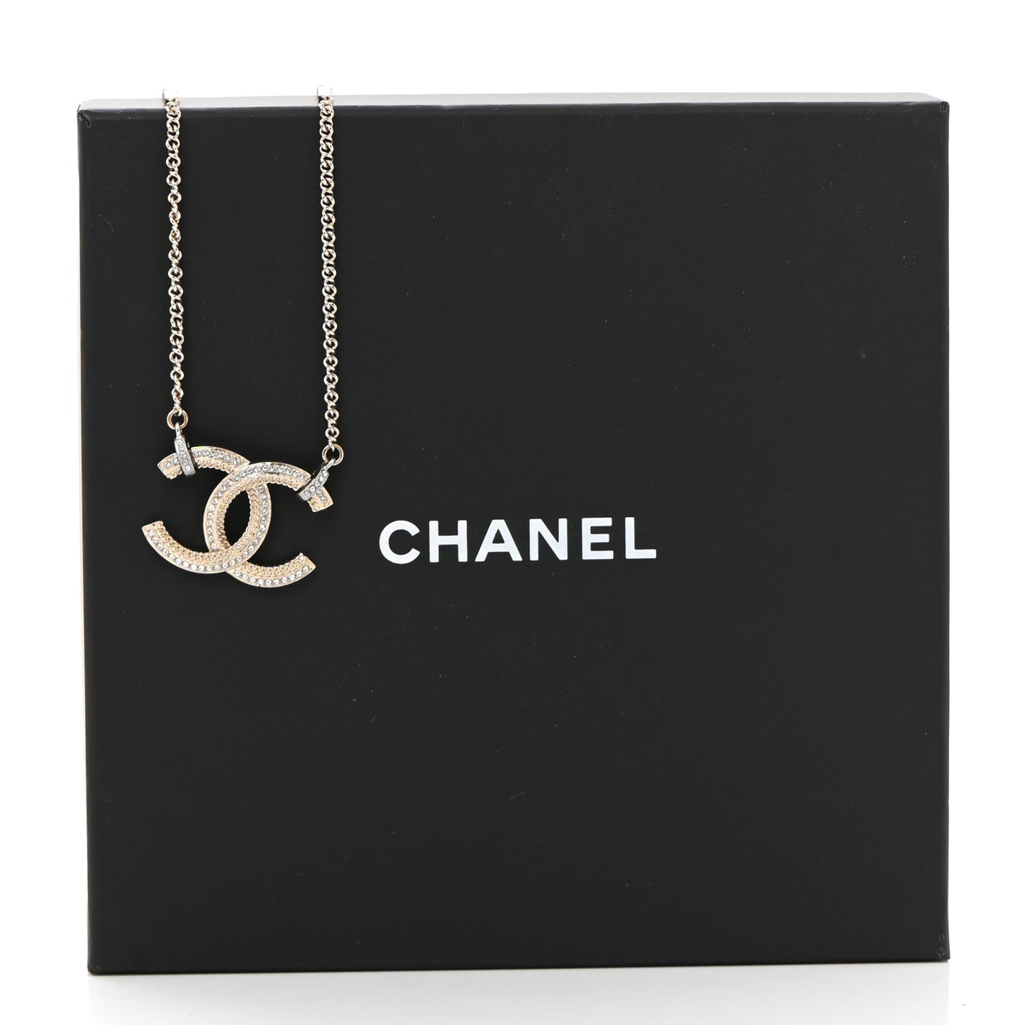Crystal CC Pendant Necklace Gold