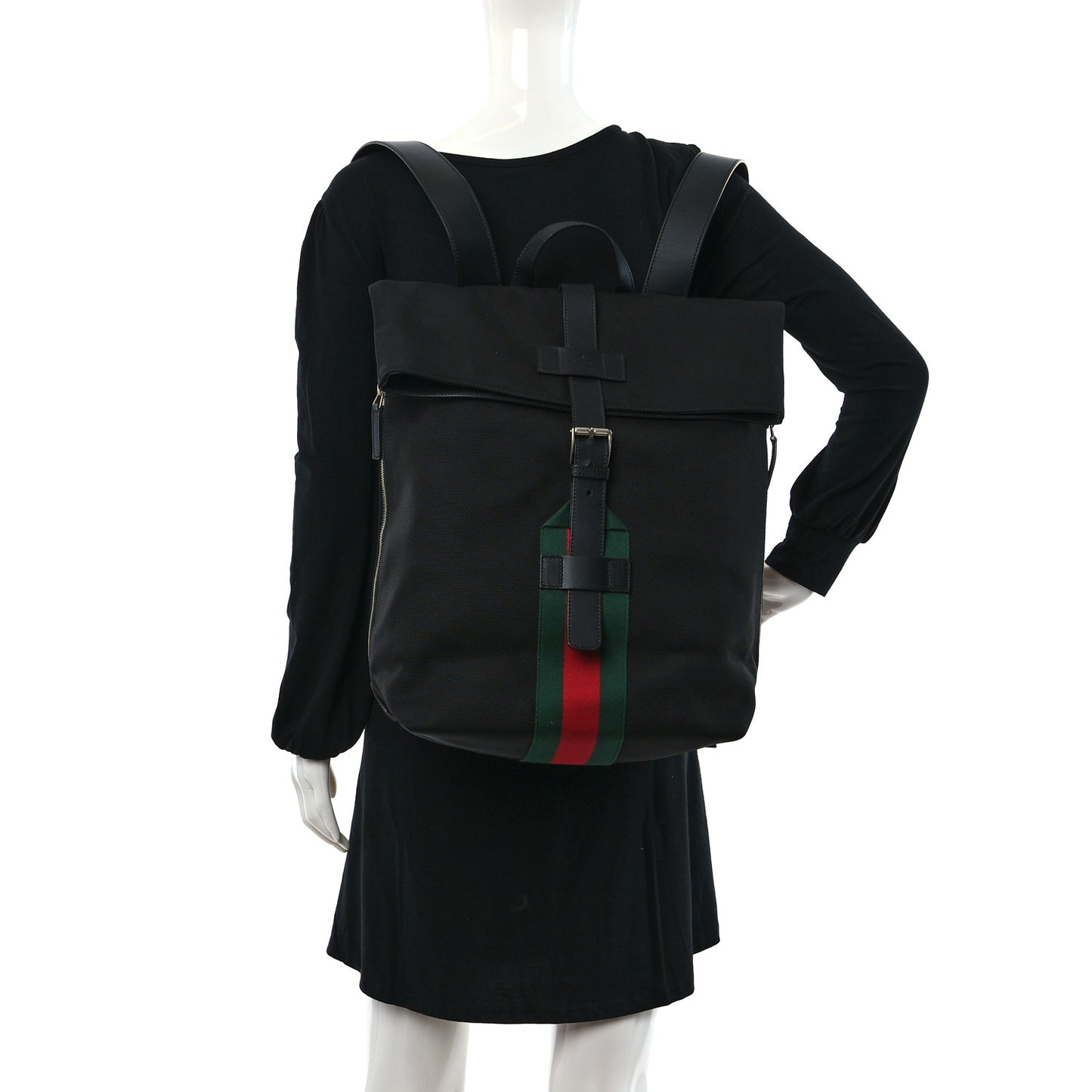 Techno Canvas Web Single Buckle Backpack Black