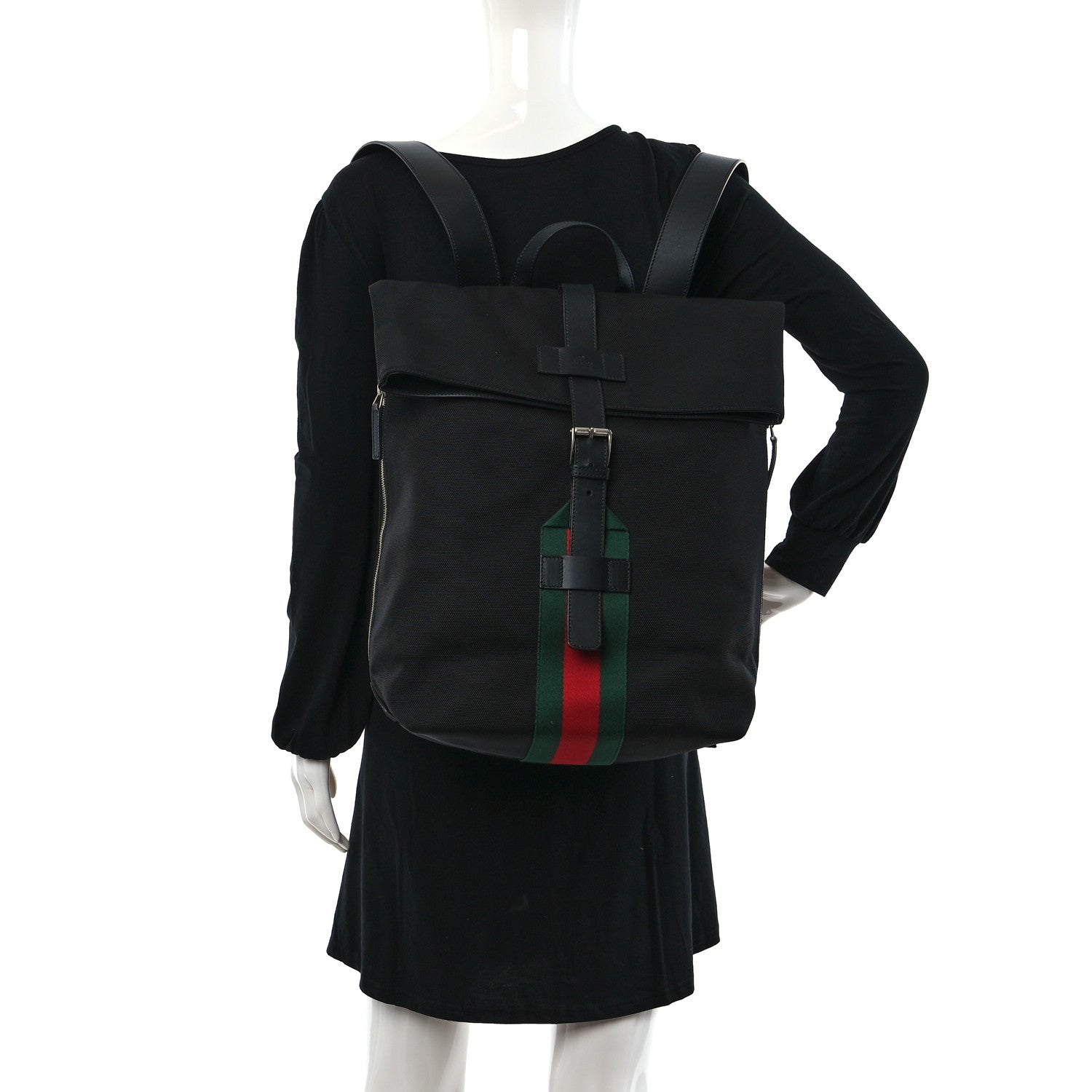 Gucci Techno Canvas Web Single Buckle Backpack Black 2 of 9