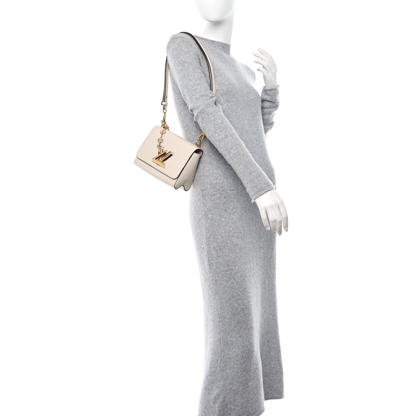 Epi Twist Bi-Color Chain Shoulder Bag PM Quartz White