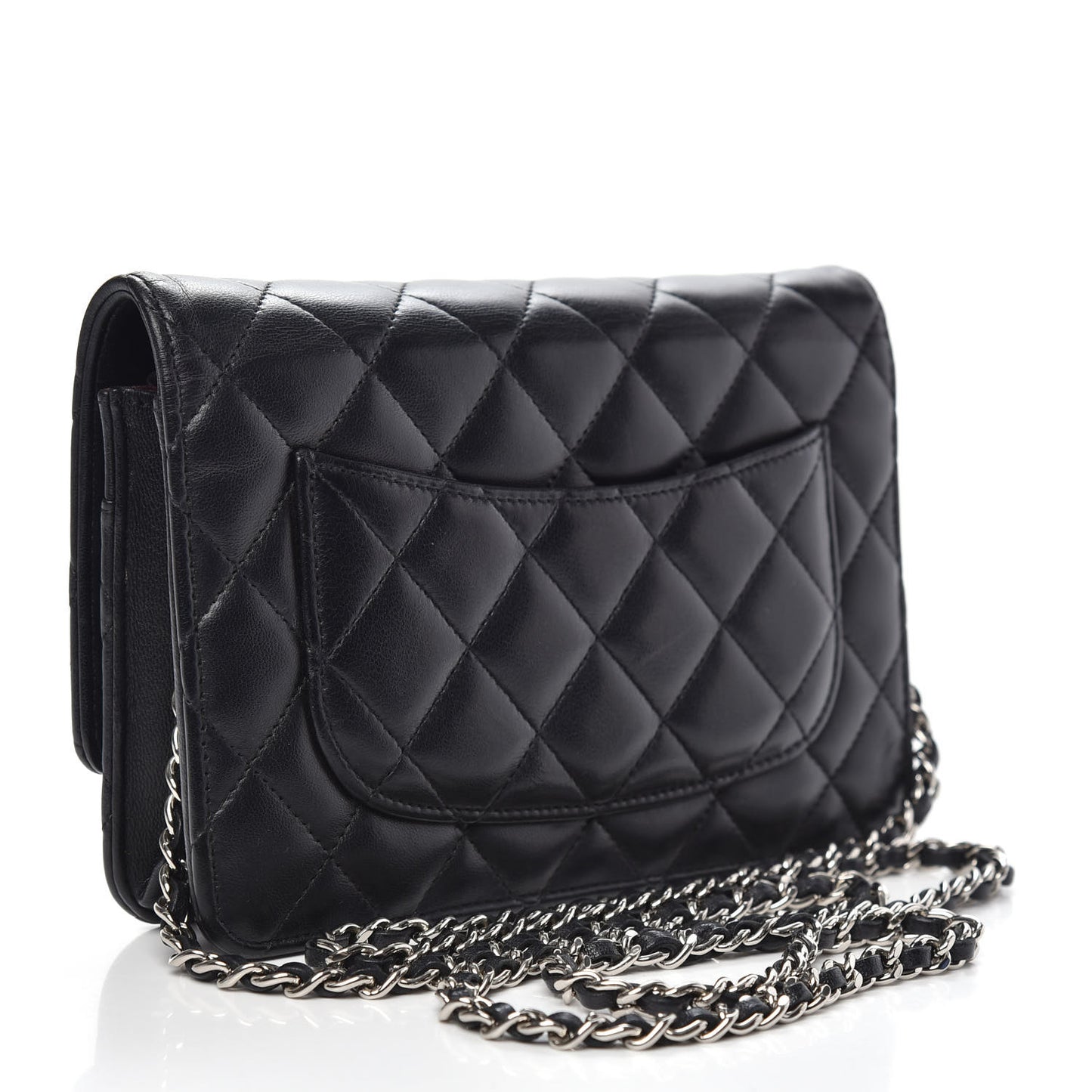 Lambskin Quilted Wallet On Chain WOC Black