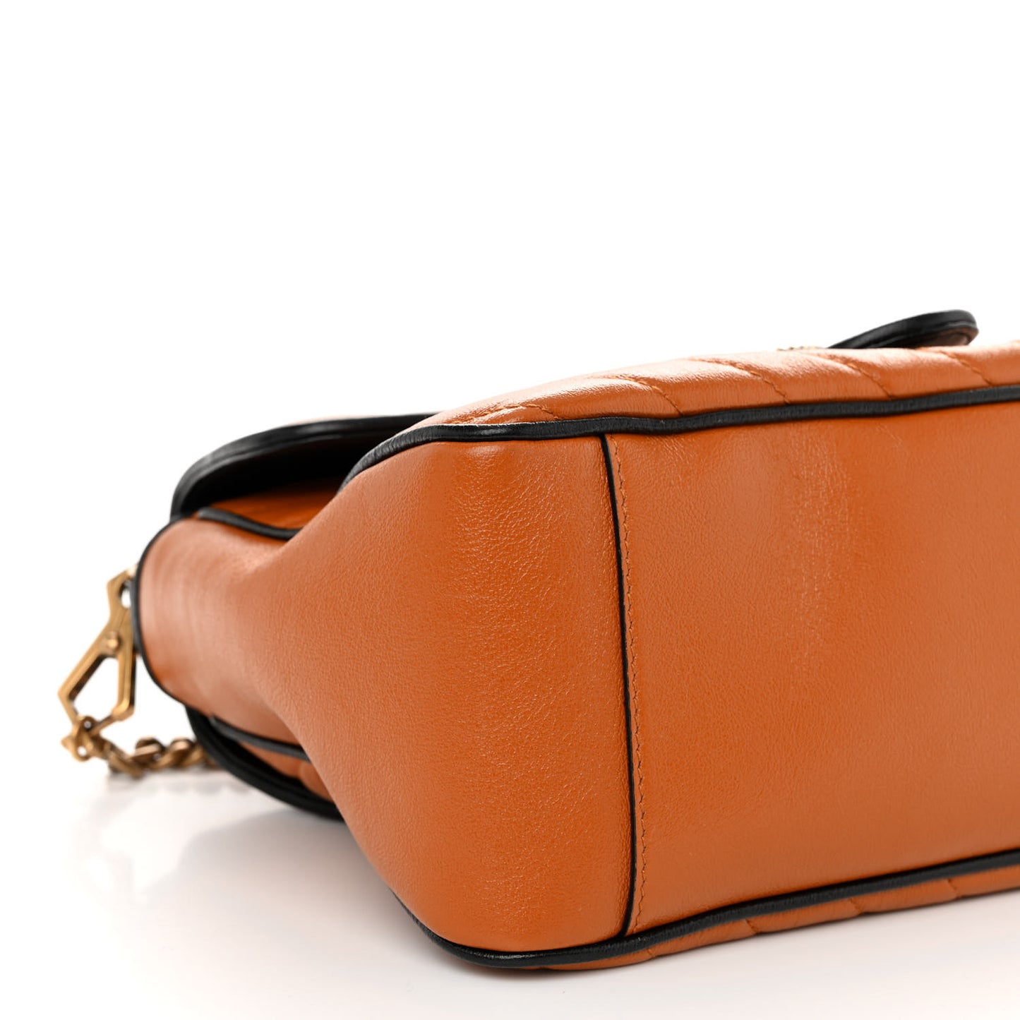 Azalea Calfskin Matelasse Diagonal Small Torchon GG Marmont Top Handle Shoulder Bag Cognac Black