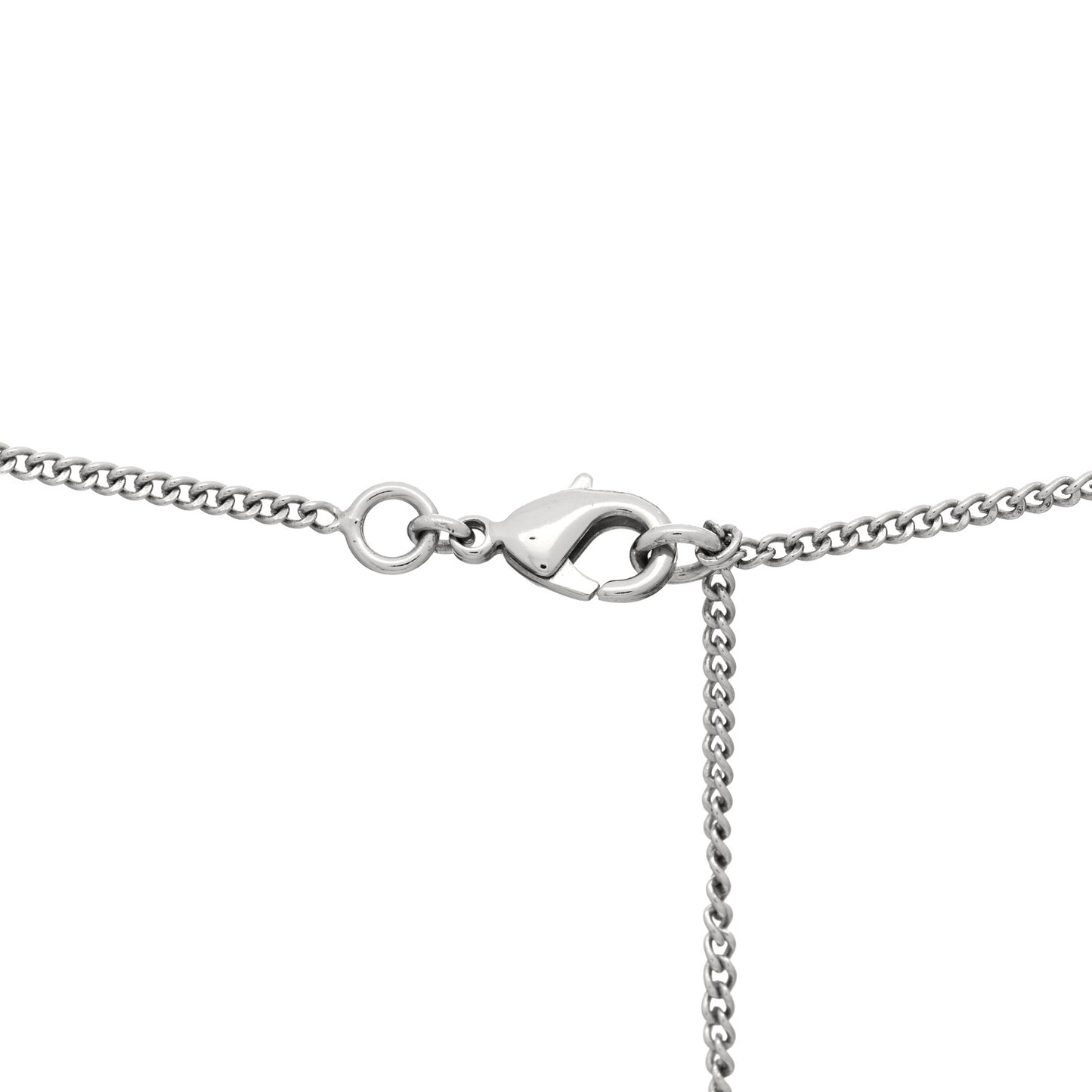Baguette Crystal Pearl CC Lariat Necklace Silver