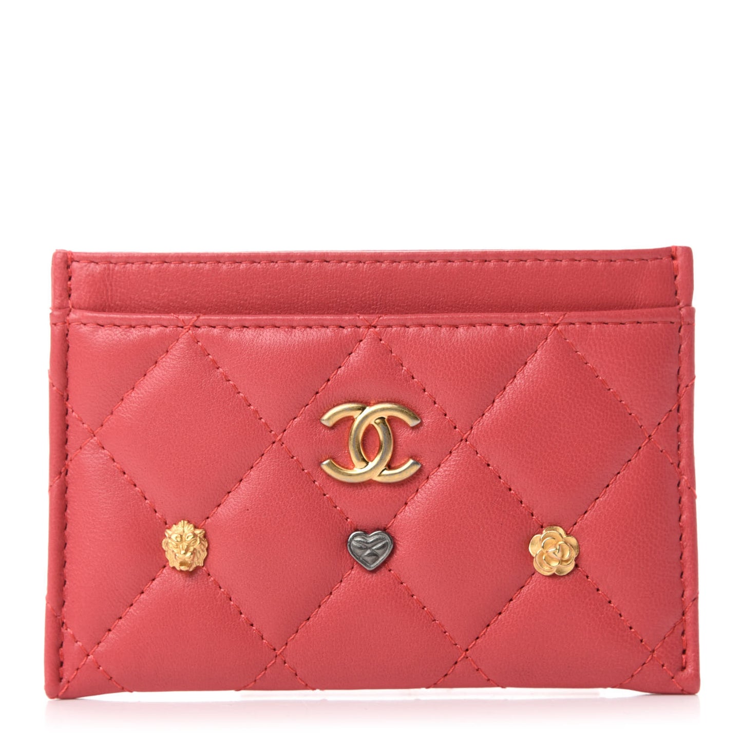 Lambskin Lucky Charms Card Holder Pink