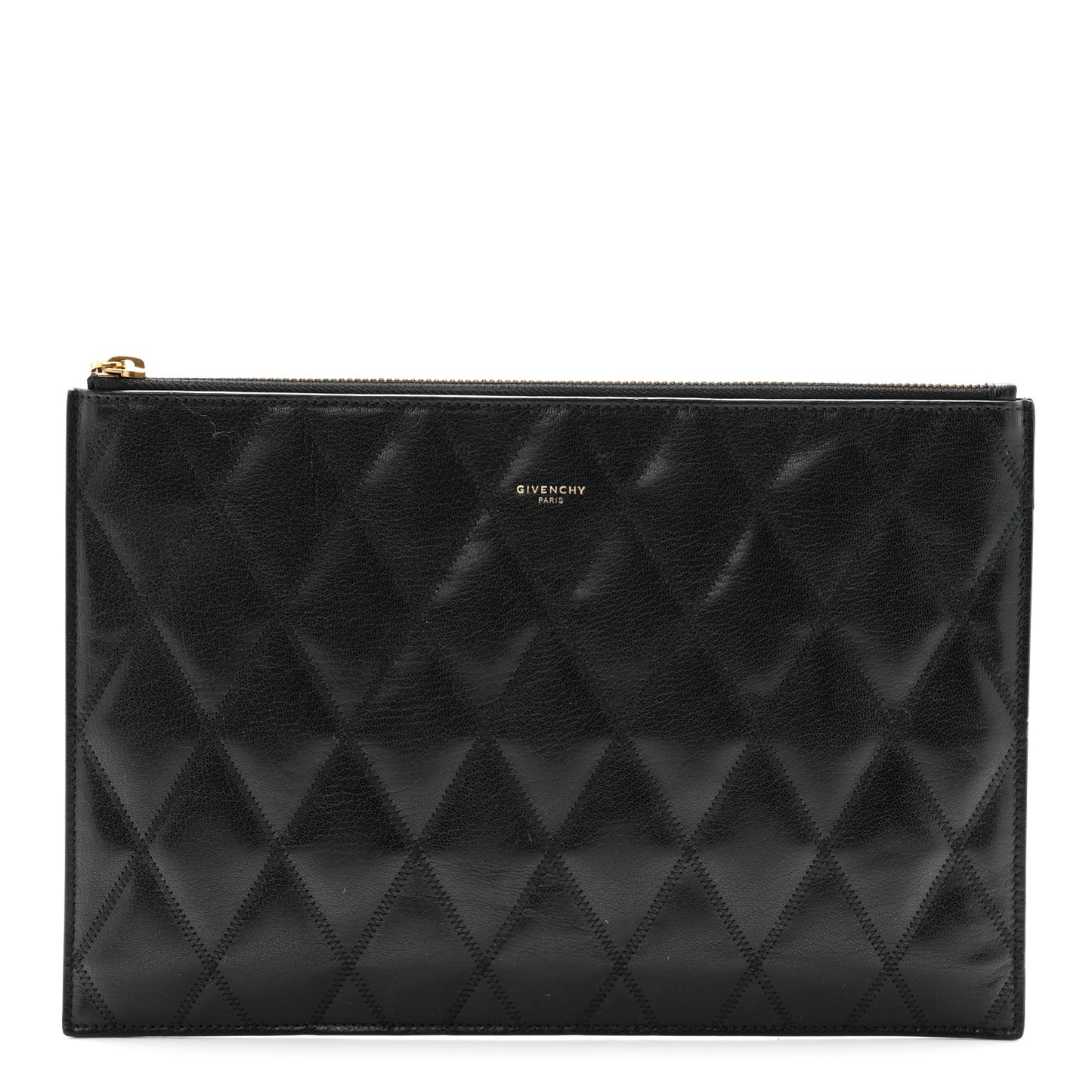 Goatskin Diamond Quilted GV3 Medium Pouch Black