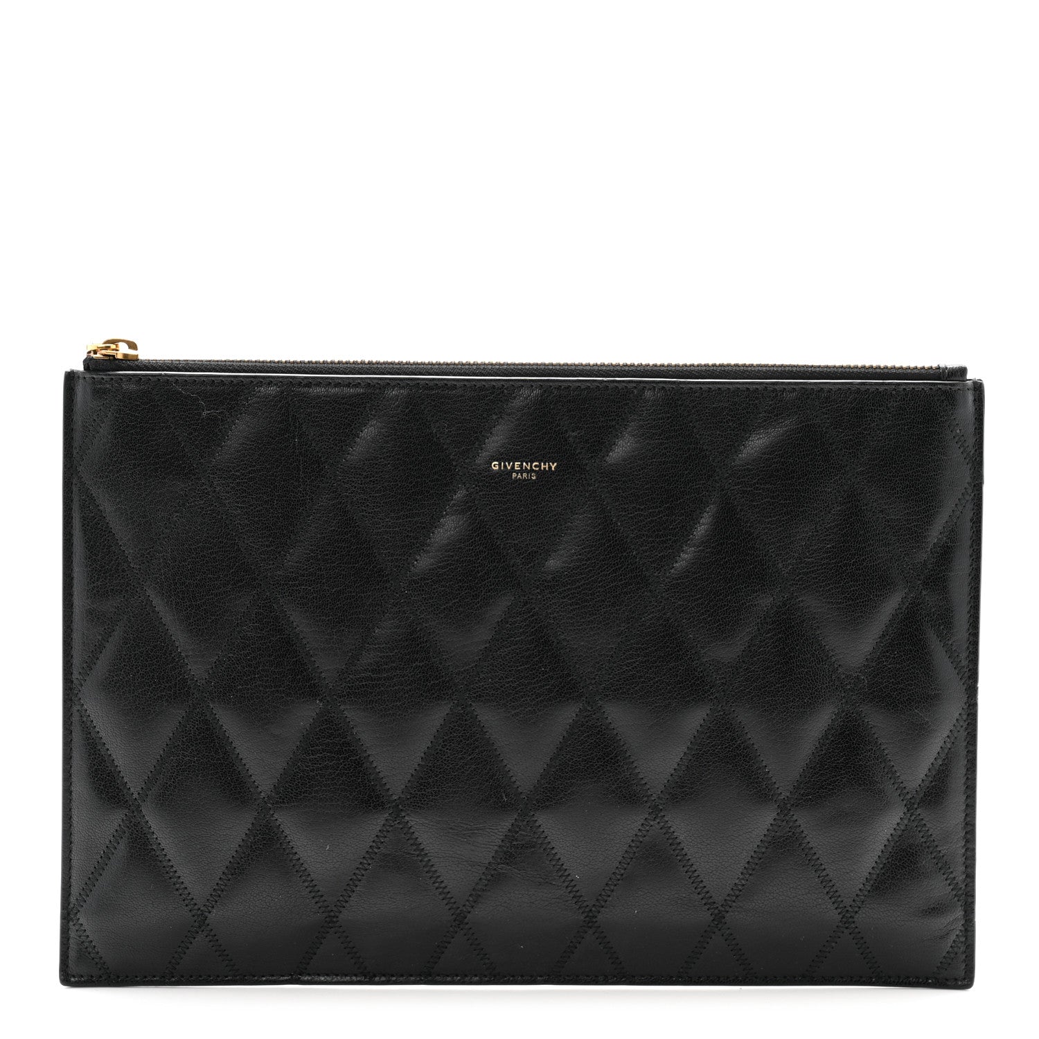 Givenchy Goatskin Diamond Quilted GV3 Medium Pouch Black 1 of 12