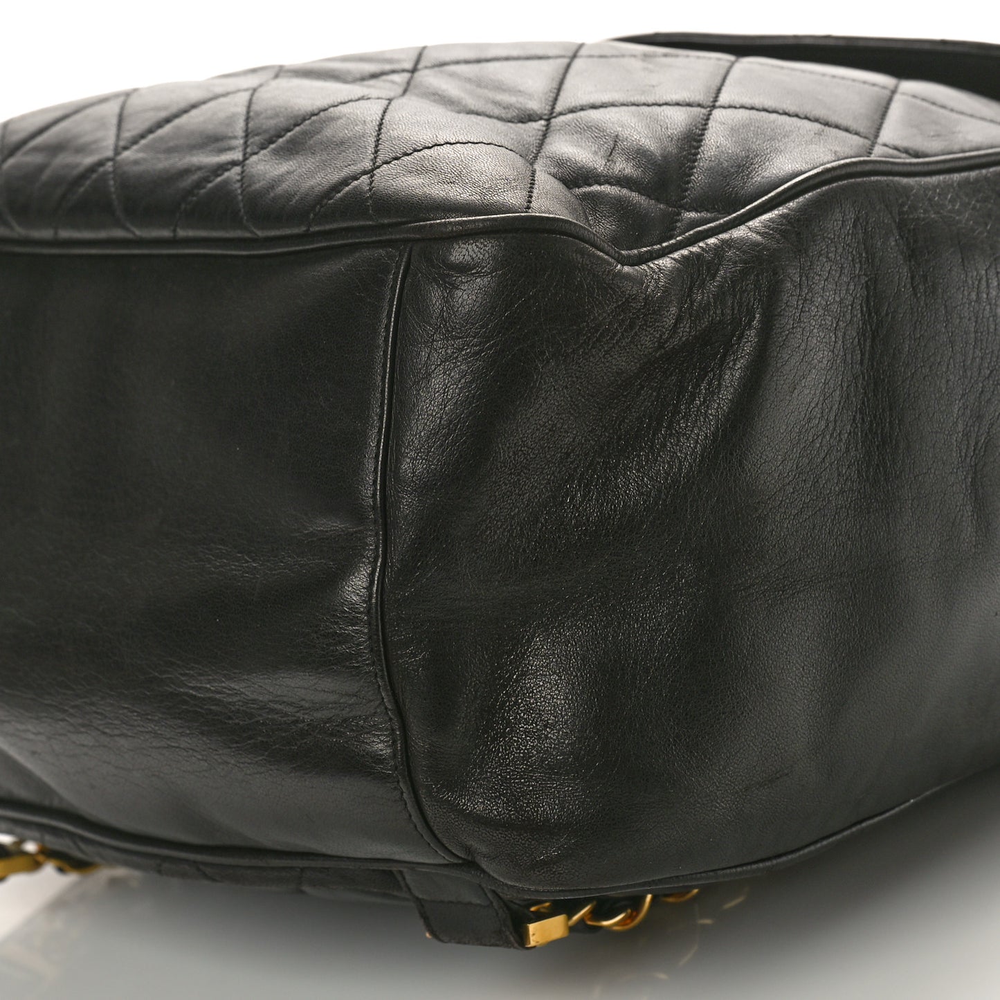 Lambskin Quilted Tassel Drawstring Backpack Black