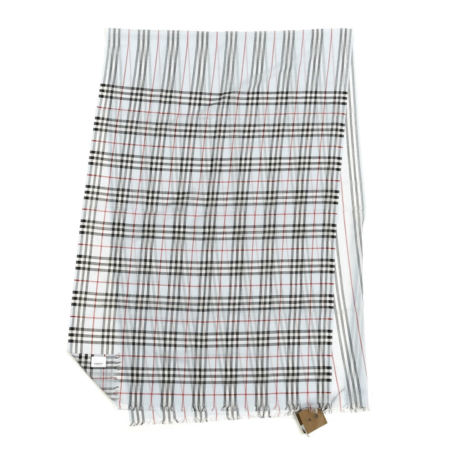 Wool Silk Icon Stripe Vintage Check Lightweight Scarf Blue