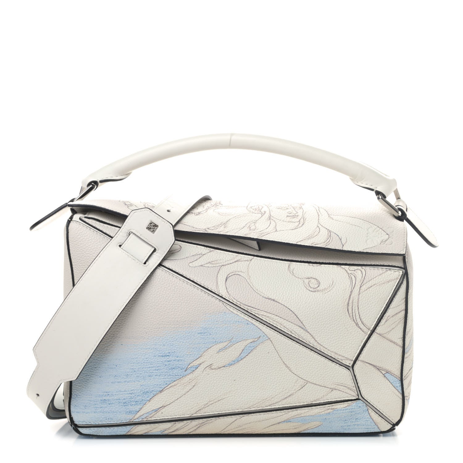 Loewe Grained Calfskin Faces Puzzle Bag Soft White 806560