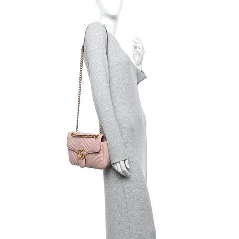 Calfskin Matelasse Small GG Marmont Shoulder Bag Perfect Pink