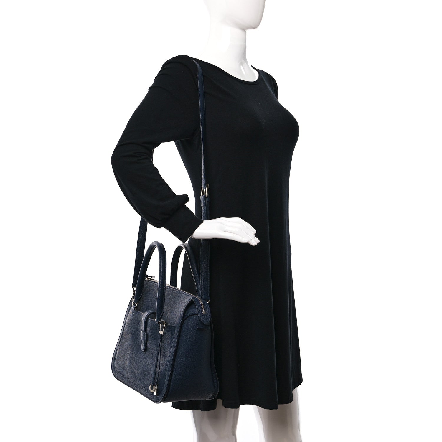 Loro Piana Grained Calfskin Bellevue Odessa Navy Blue 2 of 10