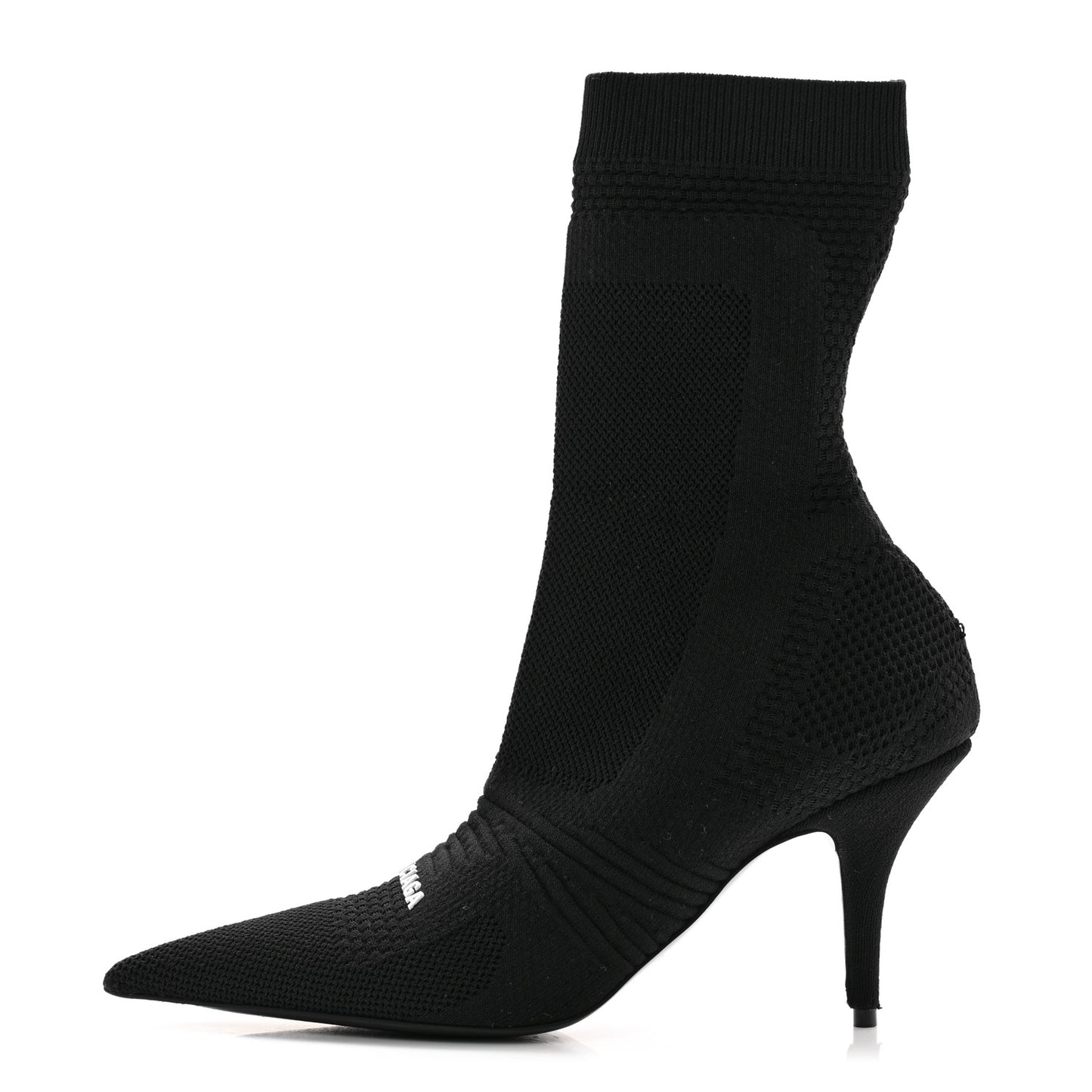 Textured Recycled Knit Logo Extreme Pointed Toe Knife 2.0 Booties 38 Black
